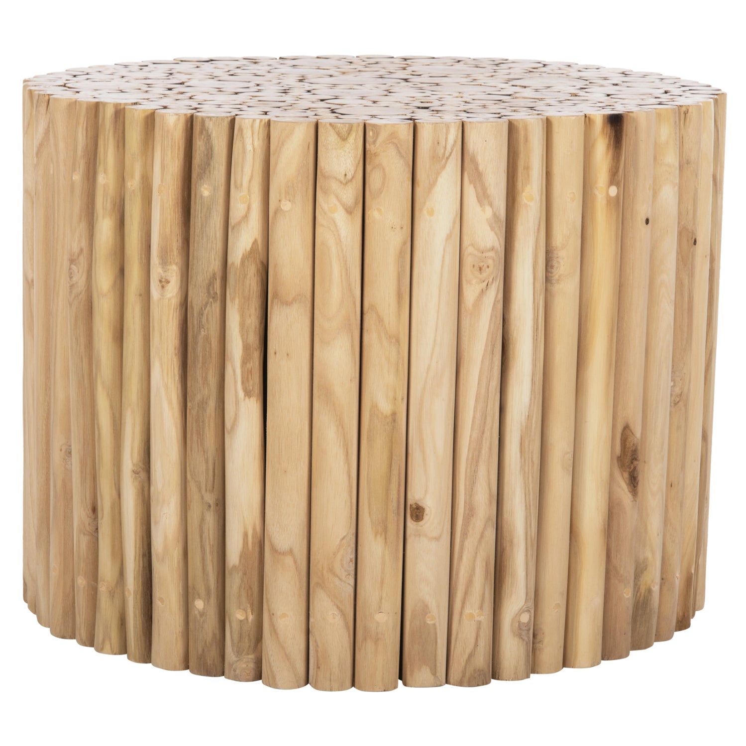 ΤΡΑΠΕΖΙ ΣΑΛΟΝΙΟΥ ΣΤΡΟΓΓΥΛΟ COOTER HM9864 ΚΛΑΔΙΑ TEAK-ΦΥΣΙΚΟ Φ60,5x46Υεκ. - Pakobazaar
