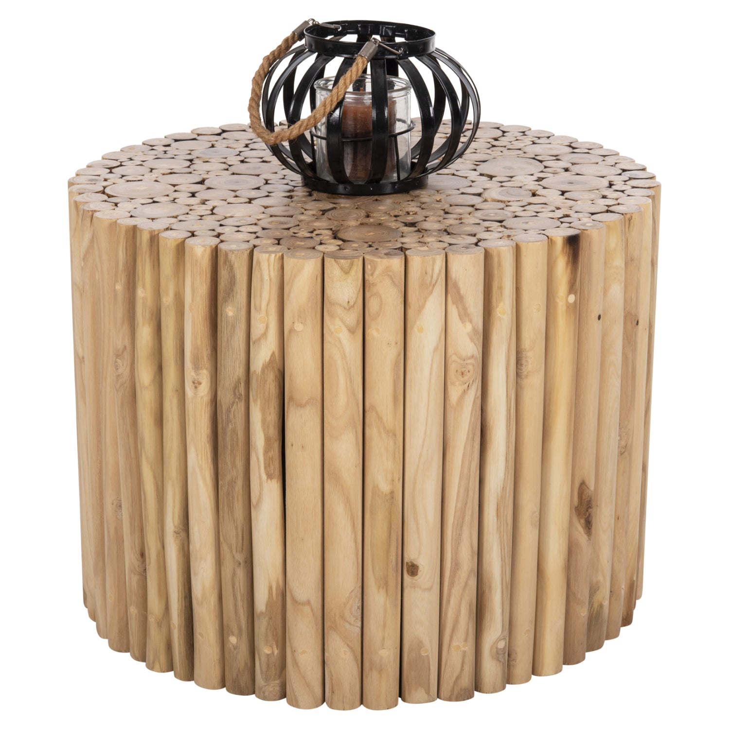 ΤΡΑΠΕΖΙ ΣΑΛΟΝΙΟΥ ΣΤΡΟΓΓΥΛΟ COOTER HM9864 ΚΛΑΔΙΑ TEAK-ΦΥΣΙΚΟ Φ60,5x46Υεκ. - Pakobazaar