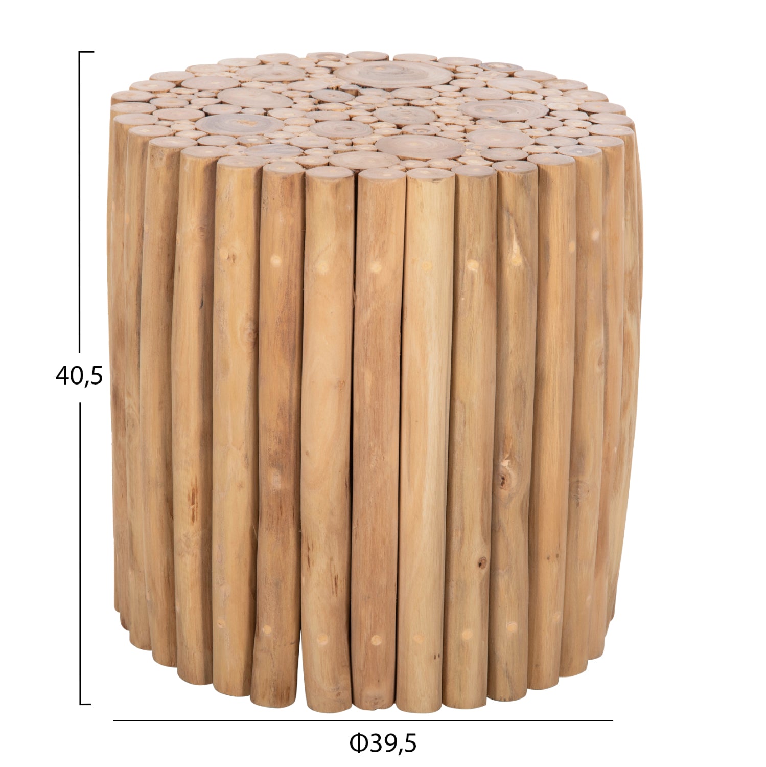 ΤΡΑΠΕΖΙ ΣΑΛΟΝΙΟΥ ΣΤΡΟΓΓΥΛΟ COOTER HM9865 ΚΛΑΔΙΑ TEAK-ΦΥΣΙΚΟ Φ39x40,5Υεκ. - Pakobazaar