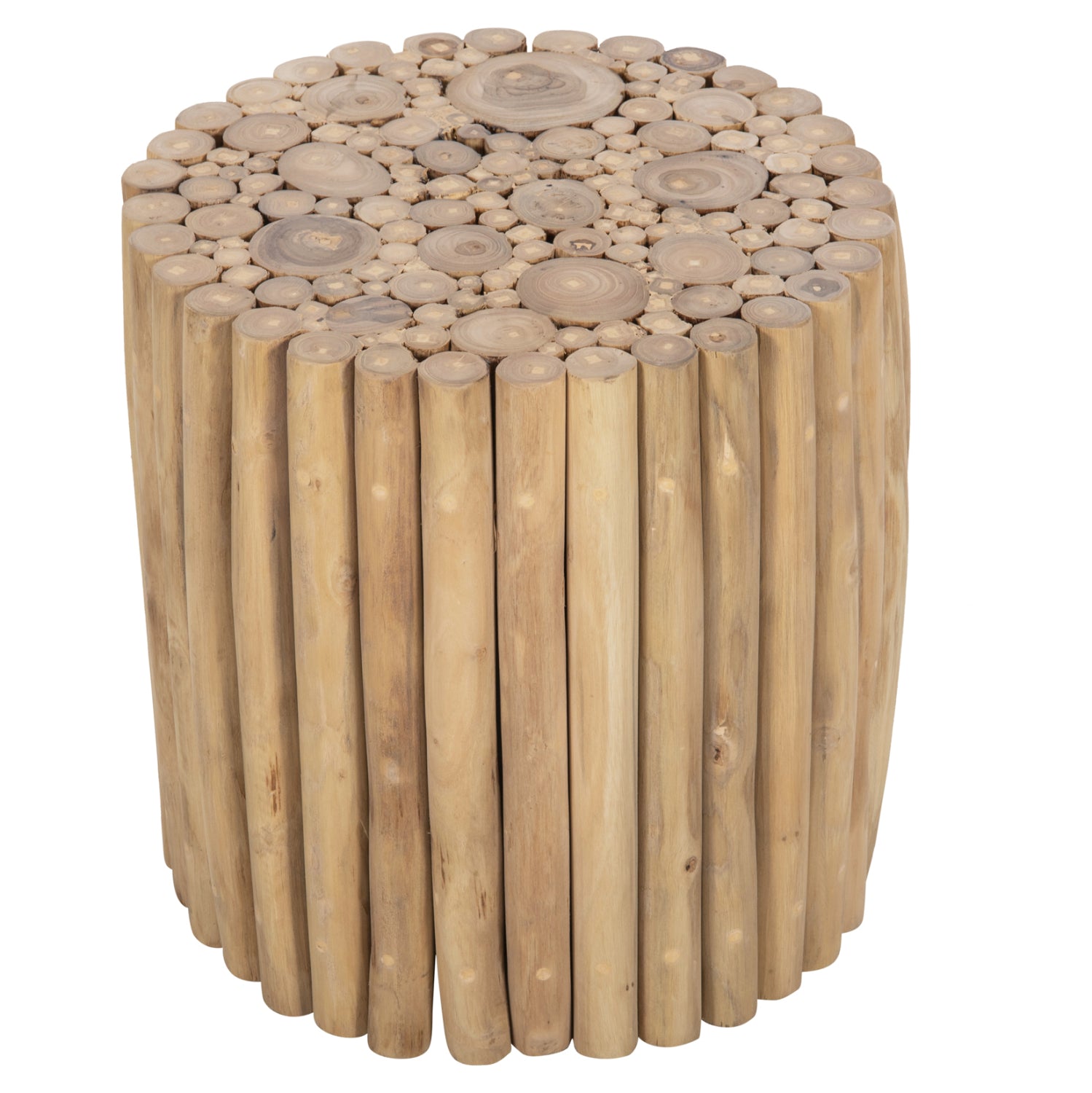 ΤΡΑΠΕΖΙ ΣΑΛΟΝΙΟΥ ΣΤΡΟΓΓΥΛΟ COOTER HM9865 ΚΛΑΔΙΑ TEAK-ΦΥΣΙΚΟ Φ39x40,5Υεκ. - Pakobazaar