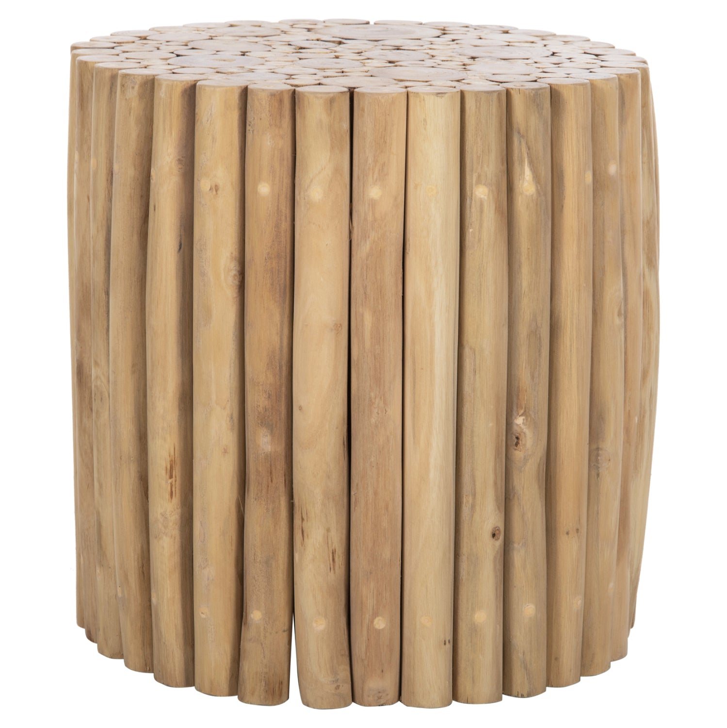 ΤΡΑΠΕΖΙ ΣΑΛΟΝΙΟΥ ΣΤΡΟΓΓΥΛΟ COOTER HM9865 ΚΛΑΔΙΑ TEAK-ΦΥΣΙΚΟ Φ39x40,5Υεκ. - Pakobazaar