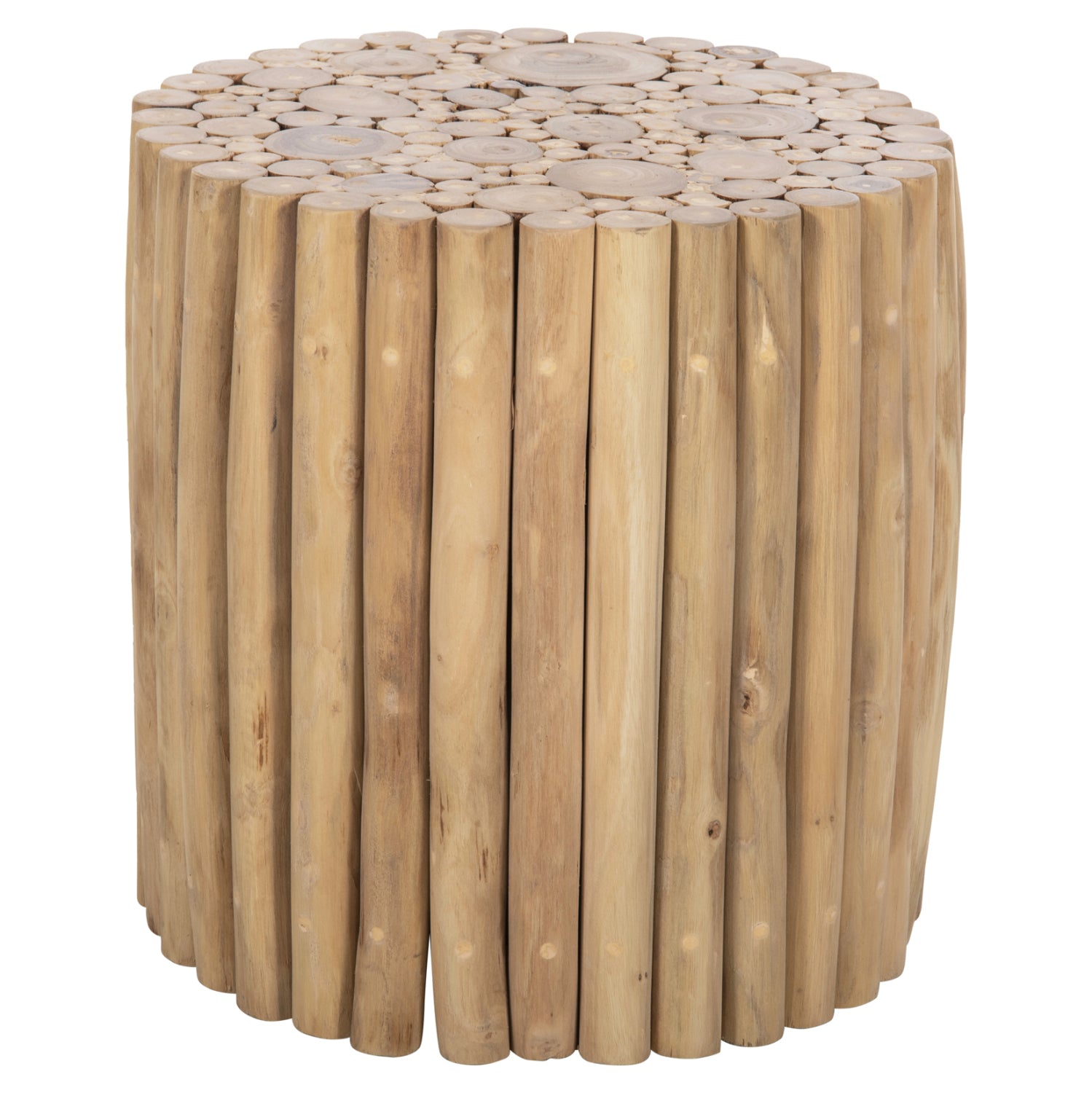 ΤΡΑΠΕΖΙ ΣΑΛΟΝΙΟΥ ΣΤΡΟΓΓΥΛΟ COOTER HM9865 ΚΛΑΔΙΑ TEAK-ΦΥΣΙΚΟ Φ39x40,5Υεκ. - Pakobazaar