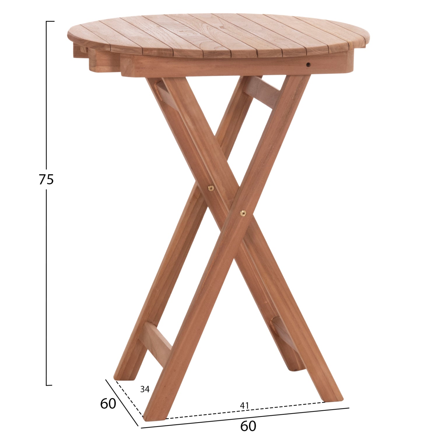 ΤΡΑΠΕΖΙ ΣΚΗΝΟΘΕΤΗ ΣΤΡΟΓΓΥΛΟ HEIDEL HM18120 ΞΥΛΟ TEAK--ΦΥΣΙΚΟ Φ60x75Υεκ. - Pakobazaar