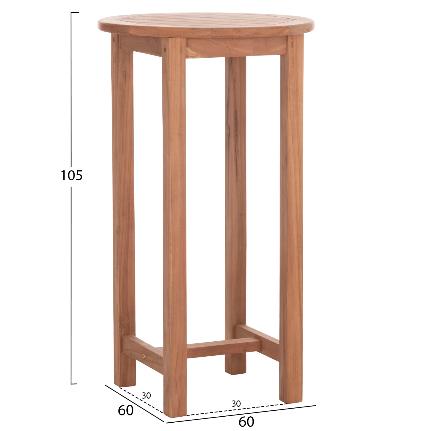 ΤΡΑΠΕΖΙ/ΣΤΑΝΤ ΜΠΑΡ ΣΤΡΟΓΓΥΛΟ PRESSCOT HM18114 ΞΥΛΟ TEAK--ΦΥΣΙΚΟ Φ60x105Υεκ. - Pakobazaar