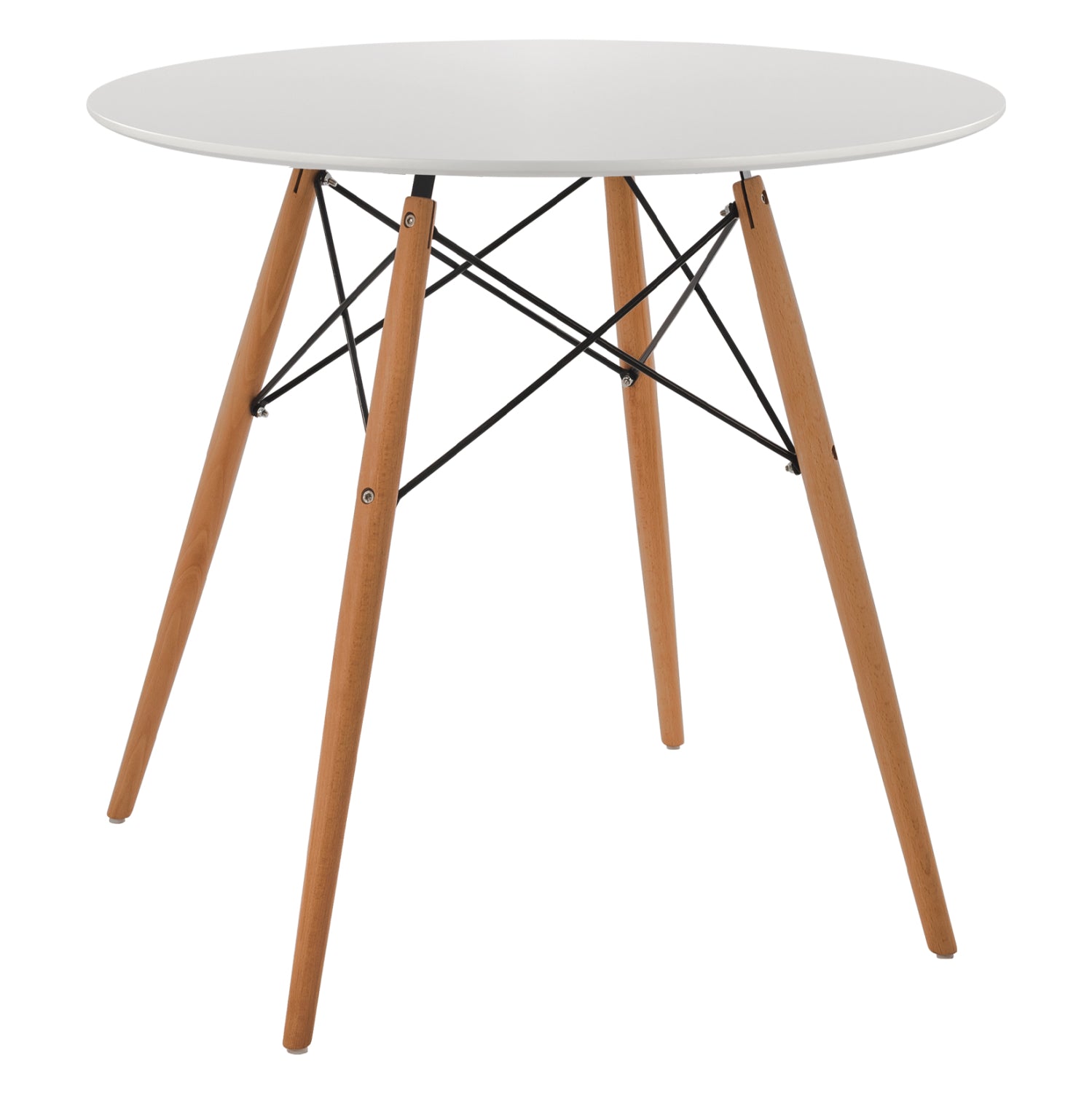ΤΡΑΠΕΖΙ MINIMAL ΣΤΡΟΓΓΥΛΟ HM0059.01 MDF ΣΕ ΛΕΥΚΟ-ΠΟΔΙΑ ΟΞΙΑΣ ΦΥΣΙΚΟ Φ80Χ72Υεκ. - Pakobazaar