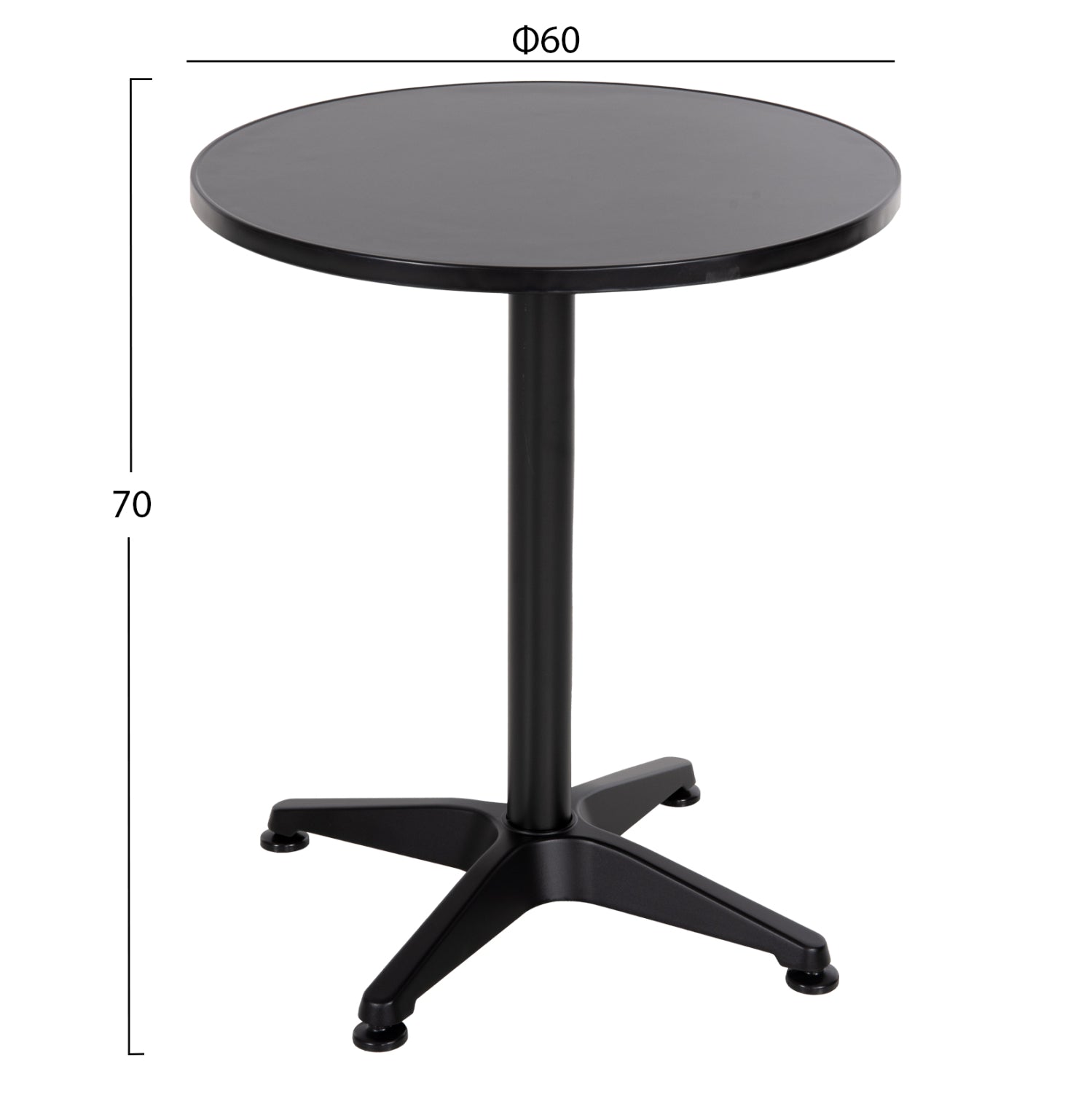 ΤΡΑΠΕΖΙ ΣΤΡΟΓΓΥΛΟ GOSS HM5974.01 ΑΛΟΥΜΙΝΙΟ ΜΑΥΡΟ Φ60x70Υεκ. - Pakobazaar