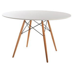 ΤΡΑΠΕΖΙ MINIMAL ΣΤΡΟΓΓΥΛΟ HM8454.01 MDF ΣΕ ΛΕΥΚΟ-ΠΟΔΙΑ ΟΞΙΑΣ ΣΕ ΦΥΣΙΚΟ Φ120Χ75Υεκ. - Pakobazaar
