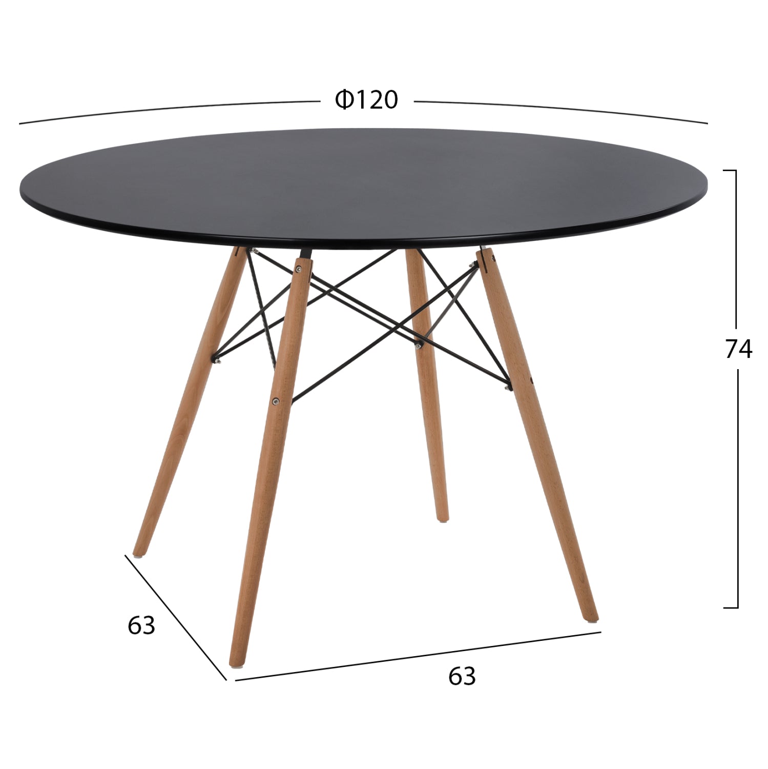 ΤΡΑΠΕΖΙ MINIMAL ΣΤΡΟΓΓΥΛΟ HM8454.02 MDF ΣΕ ΜΑΥΡΟ-ΠΟΔΙΑ ΟΞΙΑΣ ΣΕ ΦΥΣΙΚΟ Φ120Χ74Υεκ. - Pakobazaar