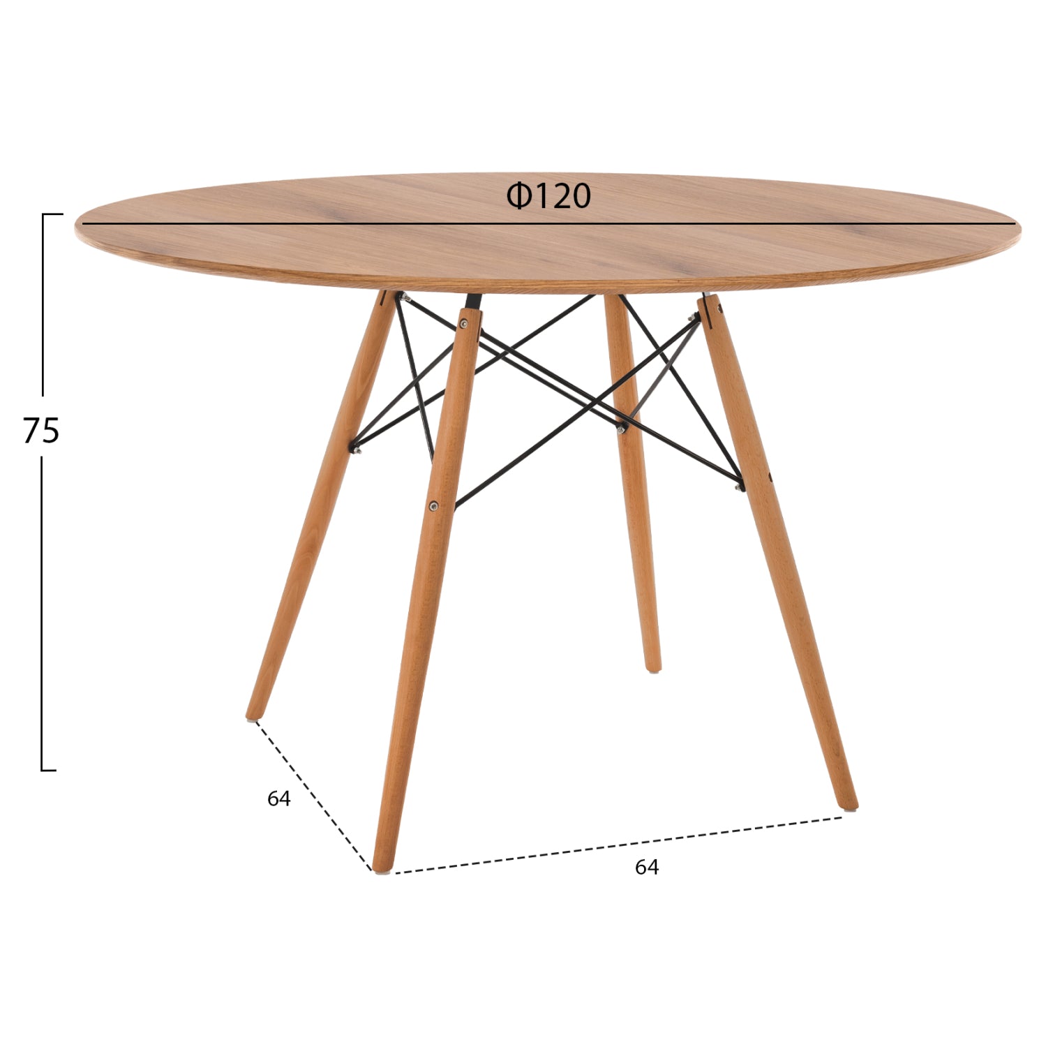 ΤΡΑΠΕΖΙ MINIMAL ΣΤΡΟΓΓΥΛΟ HM8454.04 MDF ΣΕ ΦΥΣΙΚΟ-ΠΟΔΙΑ ΟΞΙΑΣ ΣΕ ΦΥΣΙΚΟ Φ120Χ75Υεκ. - Pakobazaar