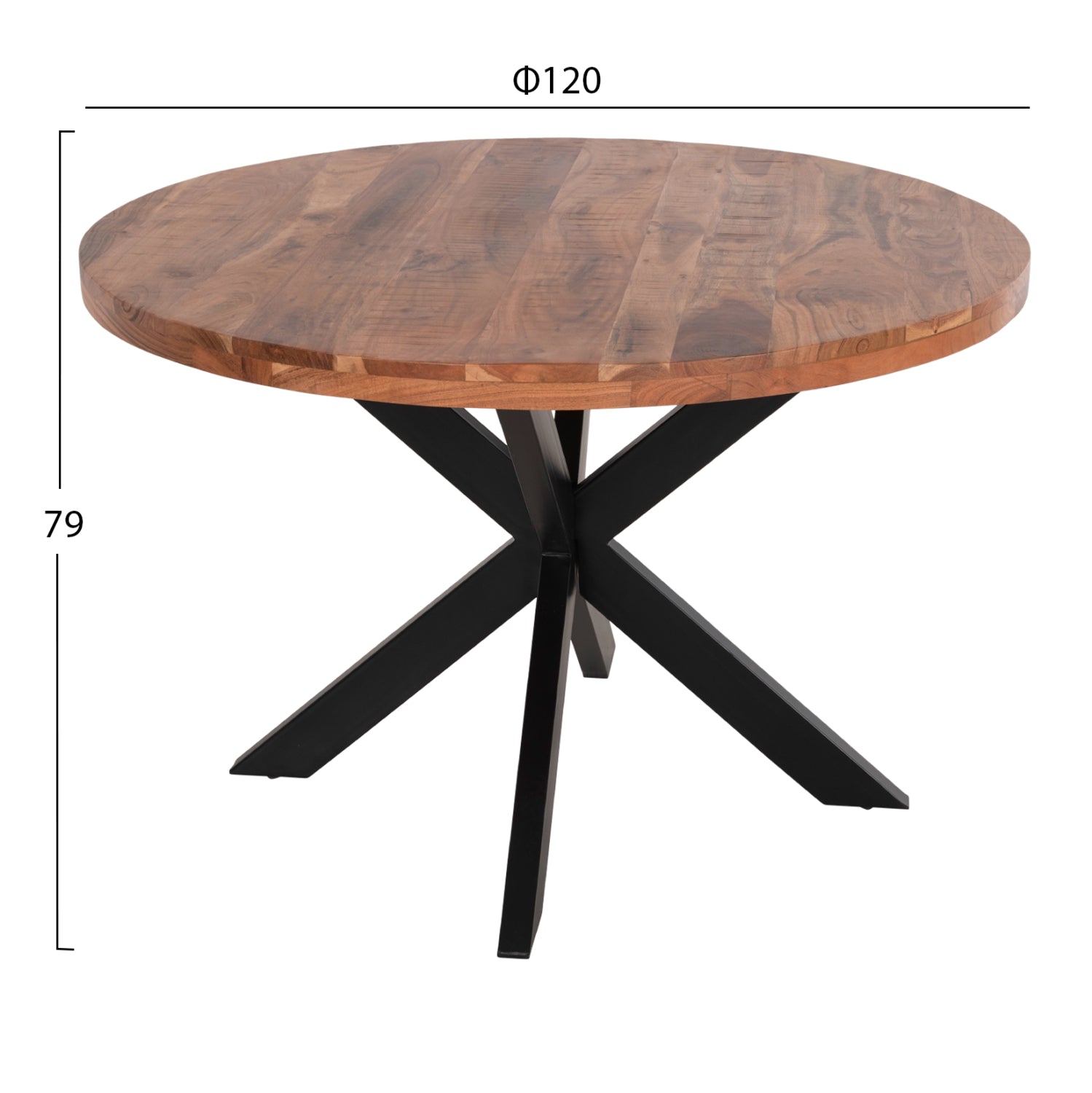 ΤΡΑΠΕΖΙ ΣΤΡΟΓΓΥΛΟ MONTANA SUPERIOR HM9903 4εκ.ΠΑΧΟΣ ΜΑΣΙΦ ΞΥΛΟ ΑΚΑΚΙΑΣ Φ120Χ77Υεκ - Pakobazaar