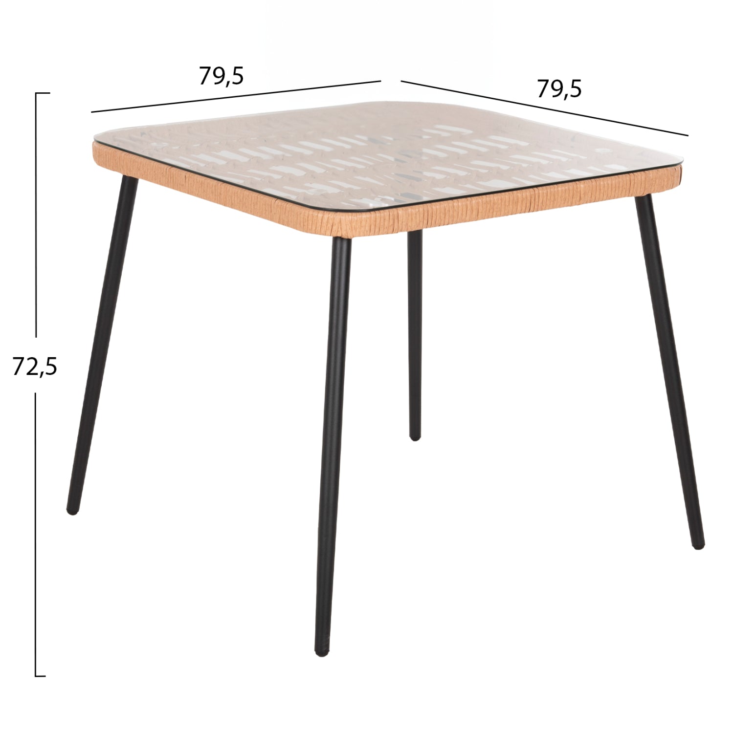 ΤΡΑΠΕΖΙ ΤΕΤΡΑΓΩΝΟ ALLEGRA HM5536.11 ΜΕΤΑΛ.ΜΑΥΡΟ-P.E. RATTAN ΦΥΣΙΚΟ 79,5x79,5x72,5Υεκ - Pakobazaar