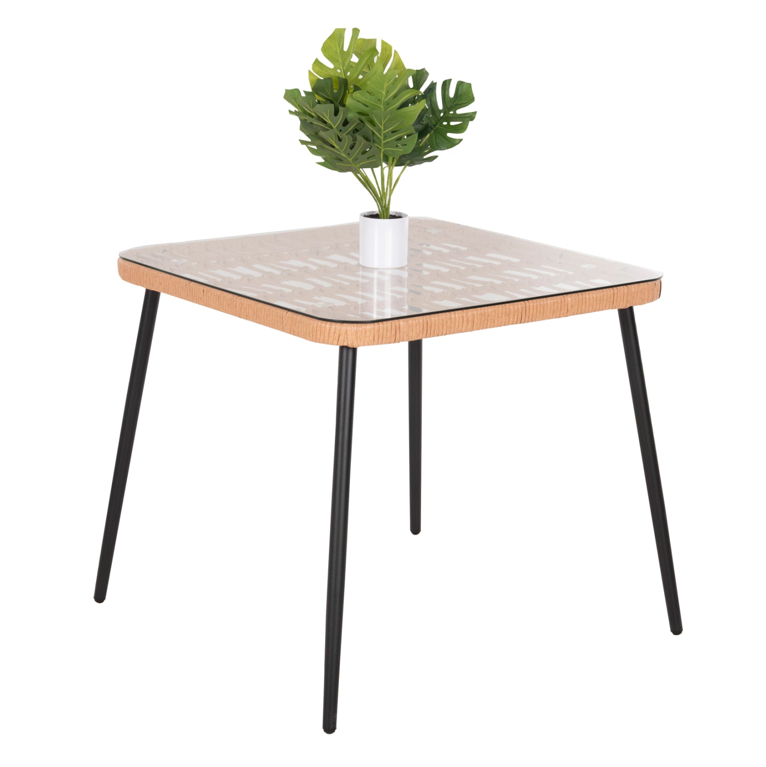 ΤΡΑΠΕΖΙ ΤΕΤΡΑΓΩΝΟ ALLEGRA HM5536.11 ΜΕΤΑΛ.ΜΑΥΡΟ-P.E. RATTAN ΦΥΣΙΚΟ 79,5x79,5x72,5Υεκ - Pakobazaar