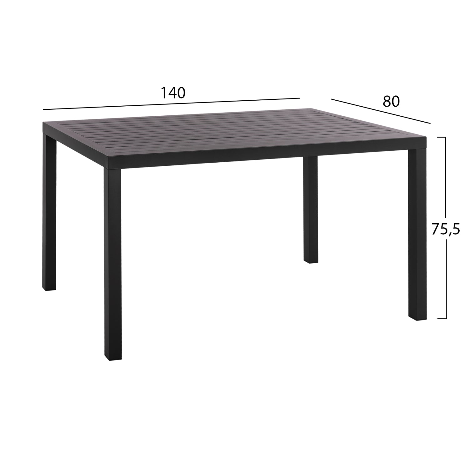 ΤΡΑΠΕΖΙ ΤΡΑΠΕΖΑΡΙΑΣ ΑΛΟΥΜΙΝΙΟΥ SAHIRA HM5571.02 ΑΝΘΡΑΚΙ 140Χ80X75,5Υεκ. - Pakobazaar