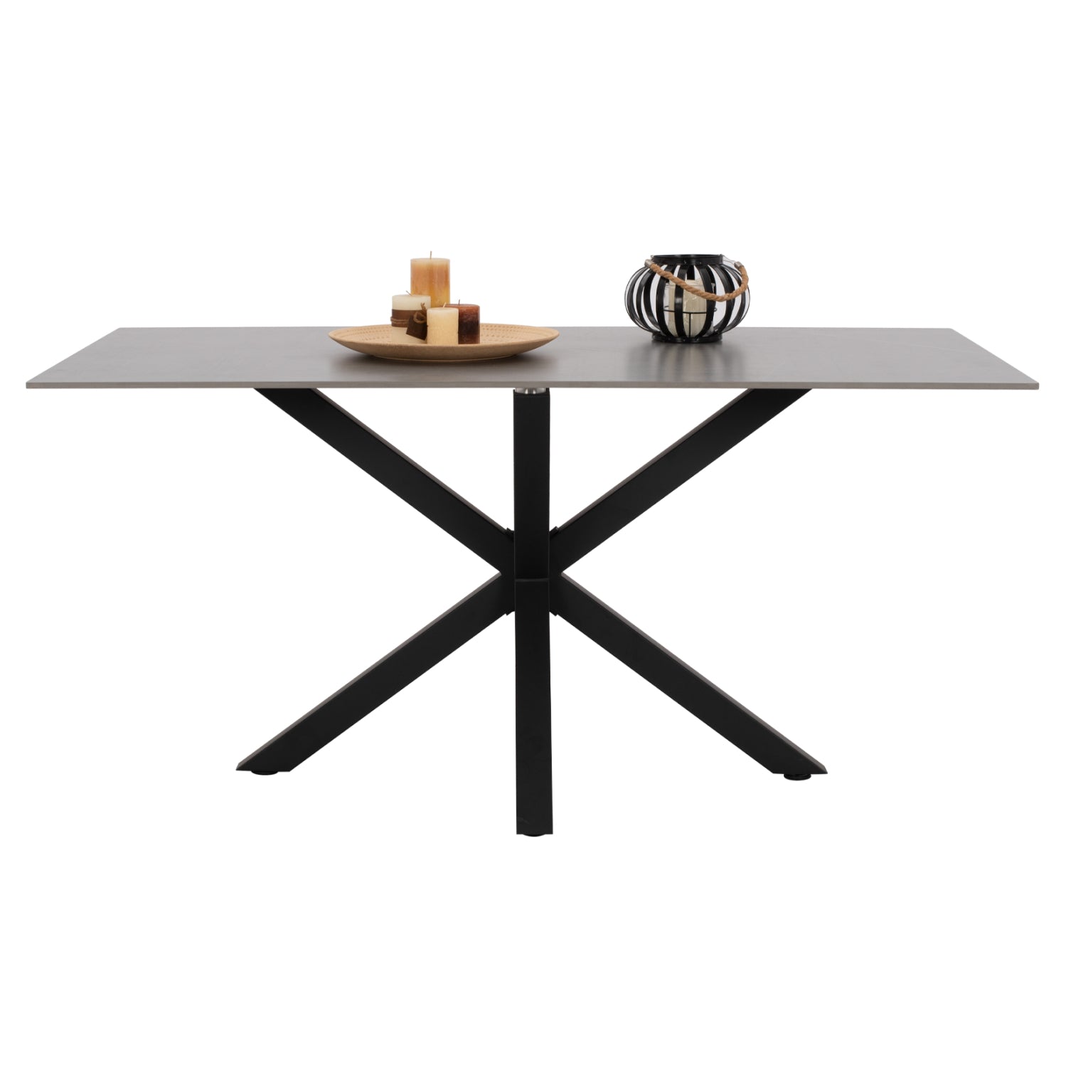 ΤΡΑΠΕΖΙ ΤΡΑΠΕΖΑΡΙΑΣ SYNTEC HM9308.03 SINTERED STONE ΓΚΡΙ ΜΕΤΑΛΛΙΚΑ ΠΟΔΙΑ 160x90x75Υεκ. - Pakobazaar