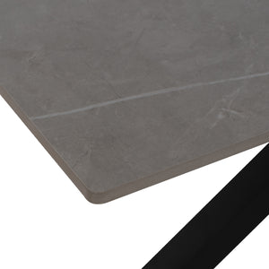 ΤΡΑΠΕΖΙ ΤΡΑΠΕΖΑΡΙΑΣ SYNTEC HM9308.03 SINTERED STONE ΓΚΡΙ ΜΕΤΑΛΛΙΚΑ ΠΟΔΙΑ 160x90x75Υεκ. - Pakobazaar