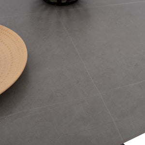 ΤΡΑΠΕΖΙ ΤΡΑΠΕΖΑΡΙΑΣ SYNTEC HM9308.03 SINTERED STONE ΓΚΡΙ ΜΕΤΑΛΛΙΚΑ ΠΟΔΙΑ 160x90x75Υεκ. - Pakobazaar