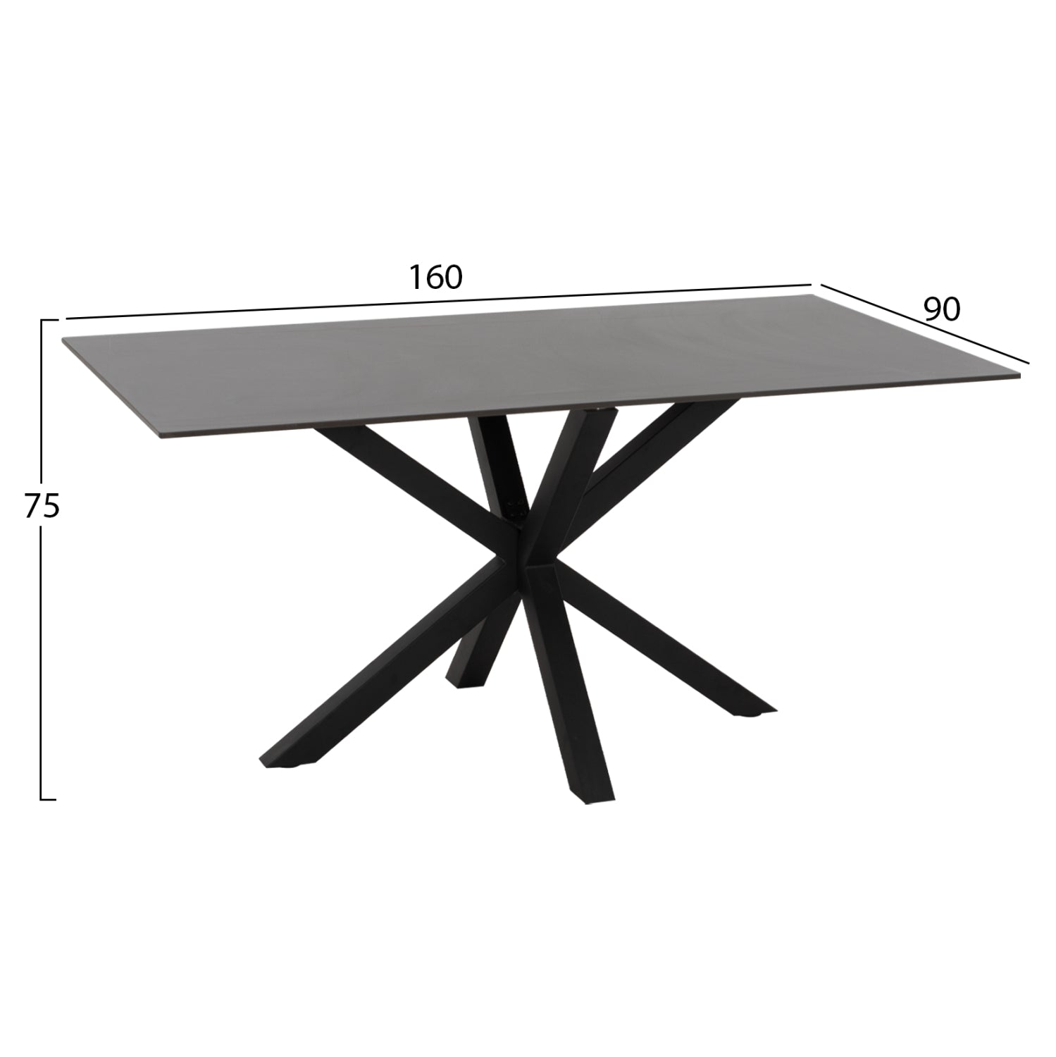 ΤΡΑΠΕΖΙ ΤΡΑΠΕΖΑΡΙΑΣ SYNTEC HM9308.01 SINTERED STONE ΜΑΥΡΟ ΜΕΤΑΛΛΙΚΑ ΠΟΔΙΑ 160x90x75Y εκ. - Pakobazaar