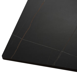 ΤΡΑΠΕΖΙ ΤΡΑΠΕΖΑΡΙΑΣ SYNTEC HM9308.01 SINTERED STONE ΜΑΥΡΟ ΜΕΤΑΛΛΙΚΑ ΠΟΔΙΑ 160x90x75Y εκ. - Pakobazaar