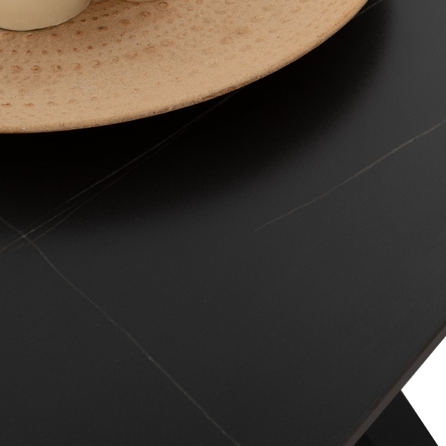 ΤΡΑΠΕΖΙ ΤΡΑΠΕΖΑΡΙΑΣ SYNTEC HM9308.01 SINTERED STONE ΜΑΥΡΟ ΜΕΤΑΛΛΙΚΑ ΠΟΔΙΑ 160x90x75Y εκ. - Pakobazaar