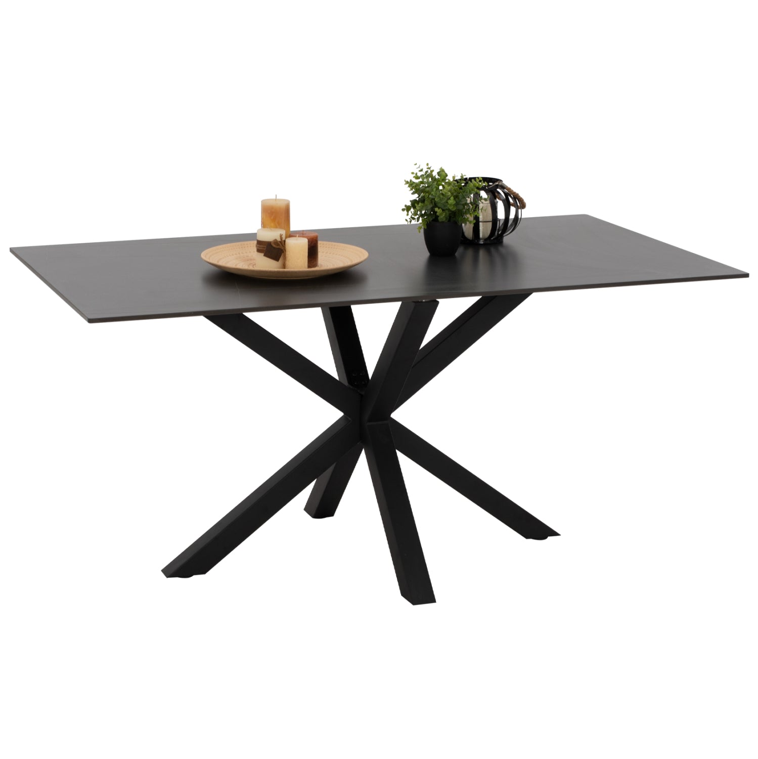 ΤΡΑΠΕΖΙ ΤΡΑΠΕΖΑΡΙΑΣ SYNTEC HM9308.01 SINTERED STONE ΜΑΥΡΟ ΜΕΤΑΛΛΙΚΑ ΠΟΔΙΑ 160x90x75Y εκ. - Pakobazaar
