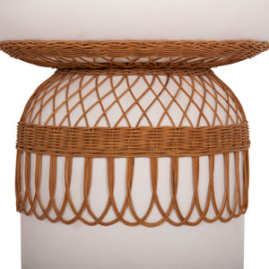ΒΟΗΘΗΤΙΚΟ ΤΡΑΠΕΖΙ PRILEP HM18159.02 FIBER CEMENT ΛΕΥΚΟ & RATTAN--Φ60x76,5Υεκ - Pakobazaar