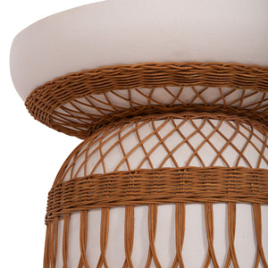 ΒΟΗΘΗΤΙΚΟ ΤΡΑΠΕΖΙ PRILEP HM18159.02 FIBER CEMENT ΛΕΥΚΟ & RATTAN--Φ60x76,5Υεκ - Pakobazaar