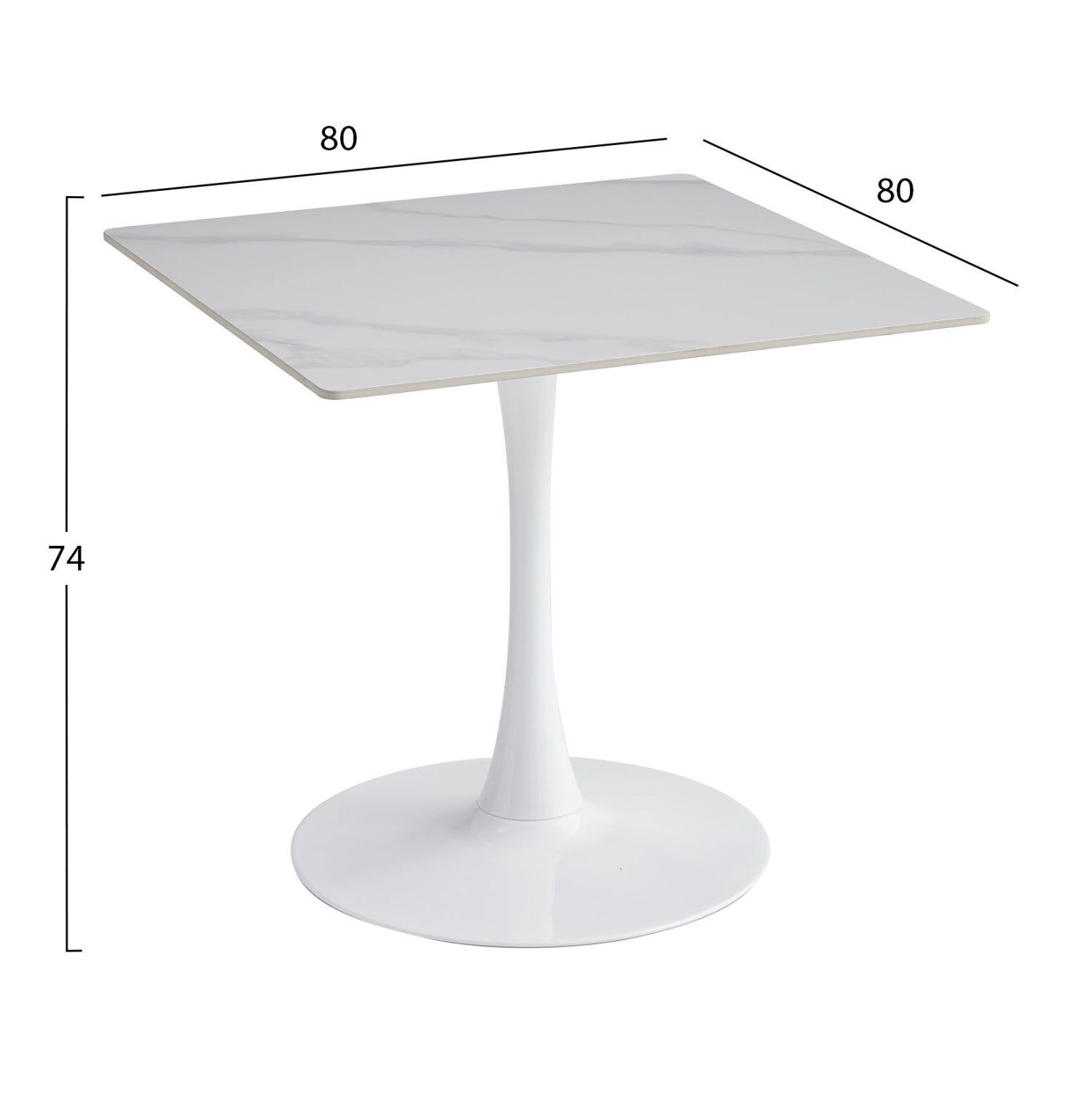 ΤΡΑΠΕΖΙ ΤΡΑΠΕΖΑΡΙΑΣ TETRAN HM18315.01 ΒΑΣΗ ΛΕΥΚΗ--SINTERED STONE SNOW WHITE 80x80x73Υεκ - Pakobazaar