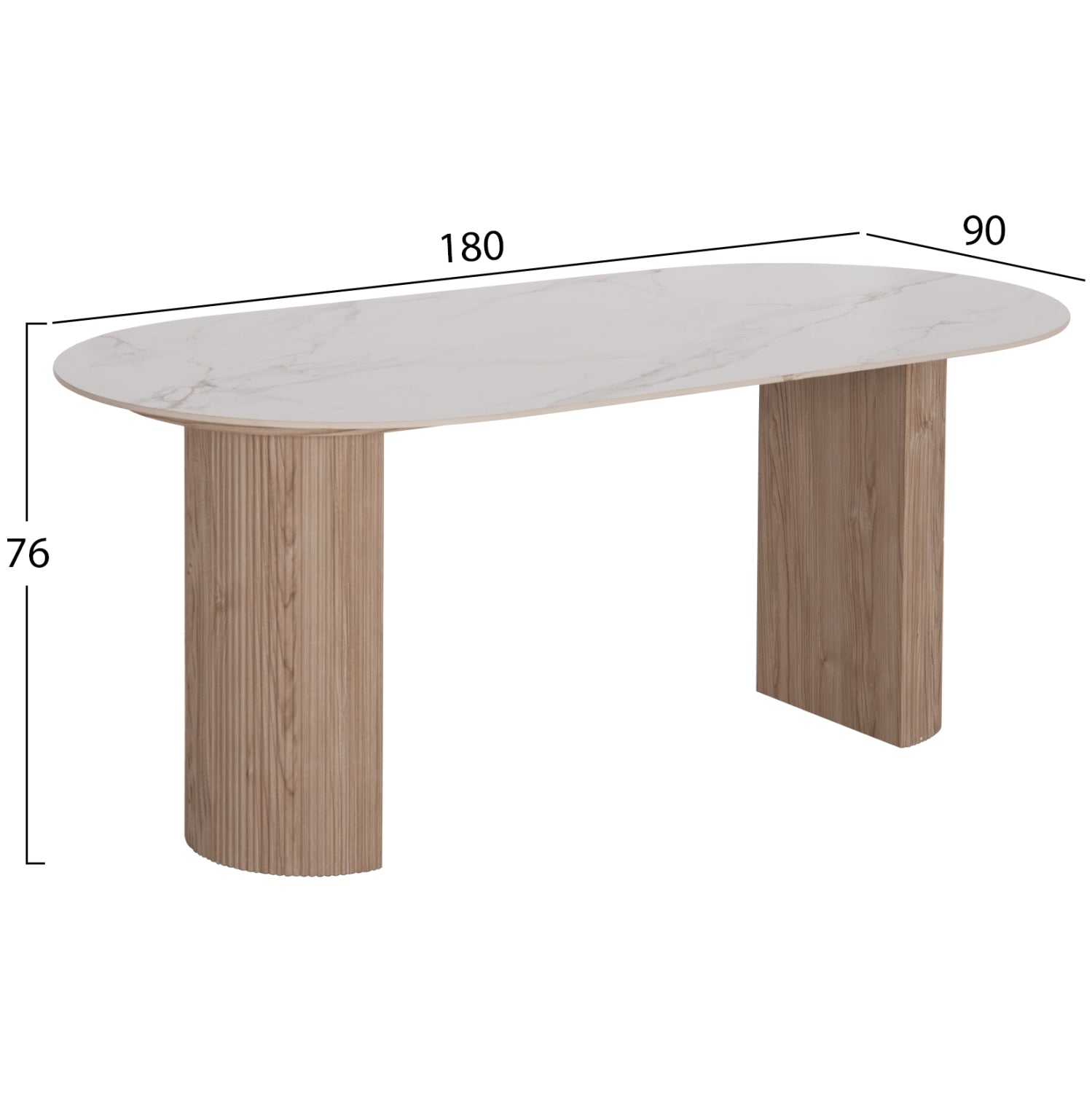 ΤΡΑΠΕΖΙ ΤΡΑΠΕΖΑΡΙΑΣ MELLOW HM18416 MDF ΠΟΔΙΑ ΣΕ ΦΥΣΙΚΟ--ΚΕΡΑΜΙΚΟ TOP 180x90x76Υεκ.