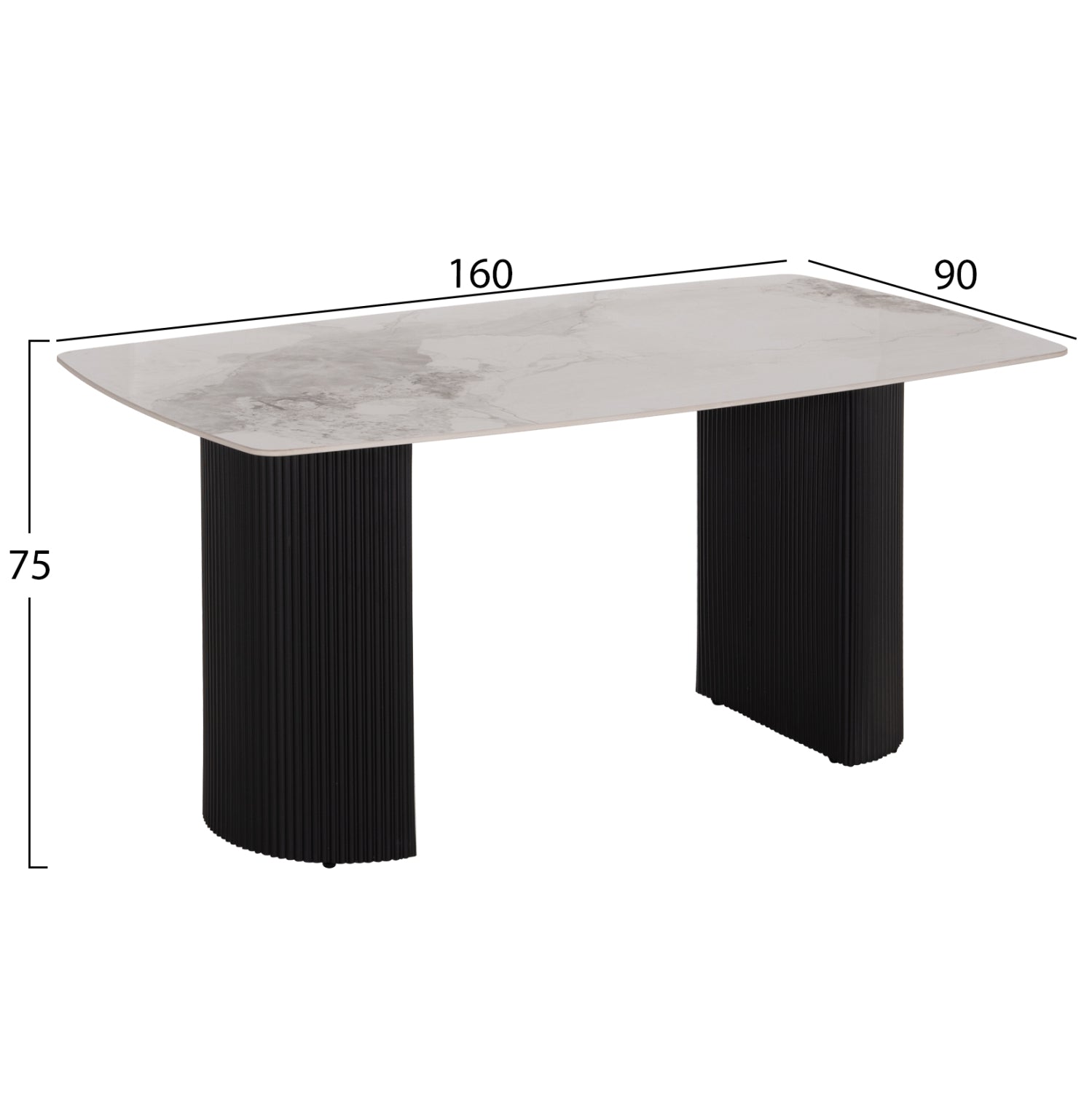 ΤΡΑΠΕΖΙ ΤΡΑΠΕΖΑΡΙΑΣ MINAO HM18418 MDF ΠΟΔΙΑ ΣΕ ΣΚΟΥΡΟ ΓΚΡΙ--ΚΕΡΑΜΙΚΟ TOP 160x90x75Υεκ