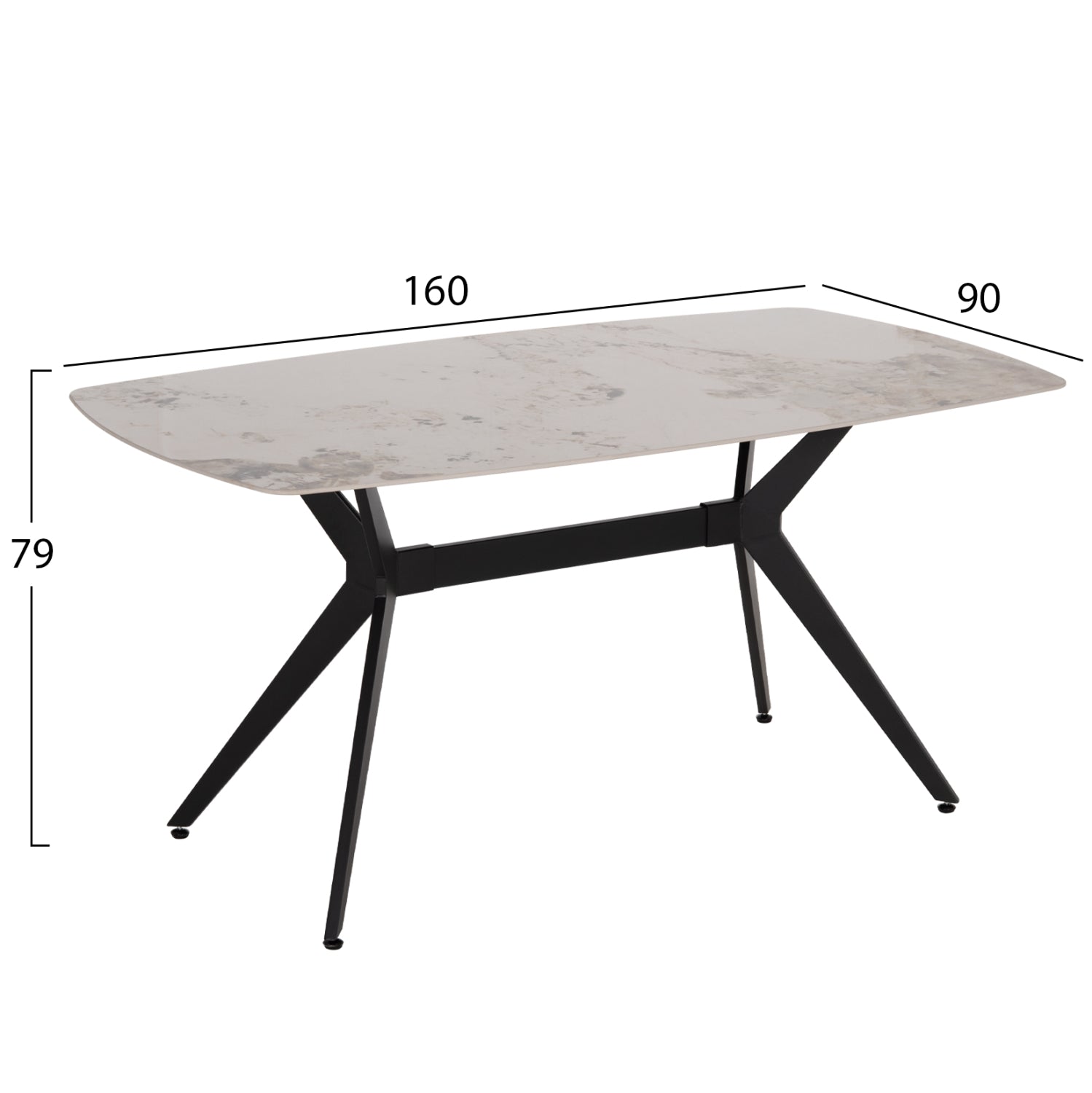 ΤΡΑΠΕΖΙ ΤΡΑΠΕΖΑΡΙΑΣ AIKA HM18421 ΚΕΡΑΜΙΚΟ TOP ΣΕ ΛΕΥΚΟ/ΧΡΥΣΟ ΜΑΡΜΑΡΟ 160x90x79Υεκ