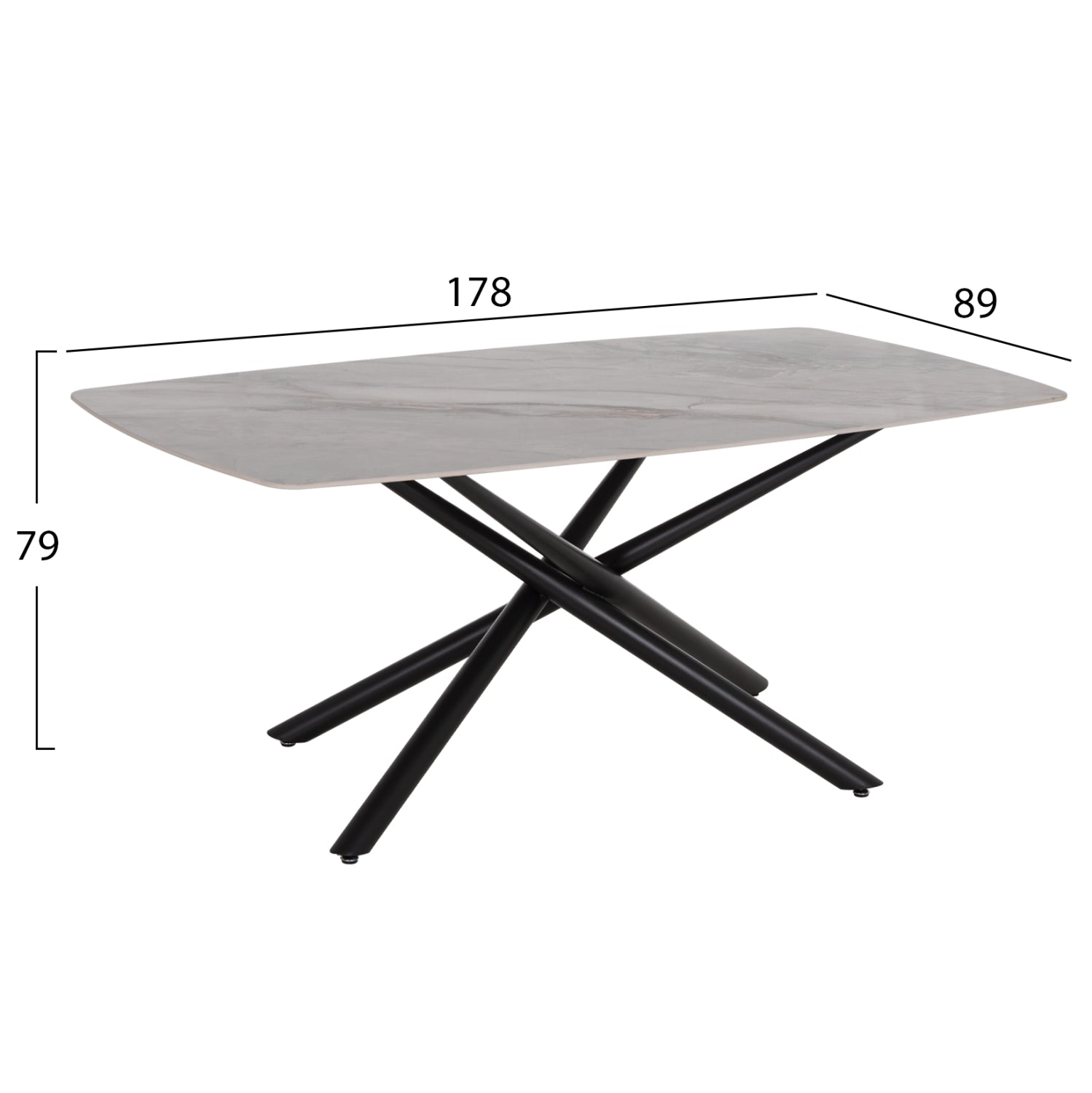 ΤΡΑΠΕΖΙ ΤΡΑΠΕΖΑΡΙΑΣ ISKA HM18423 ΚΕΡΑΜΙΚΟ TOP ΣΕ ΛΕΥΚΟ/ΚΑΦΕ ΜΑΡΜΑΡΟ 178x89x79Υεκ