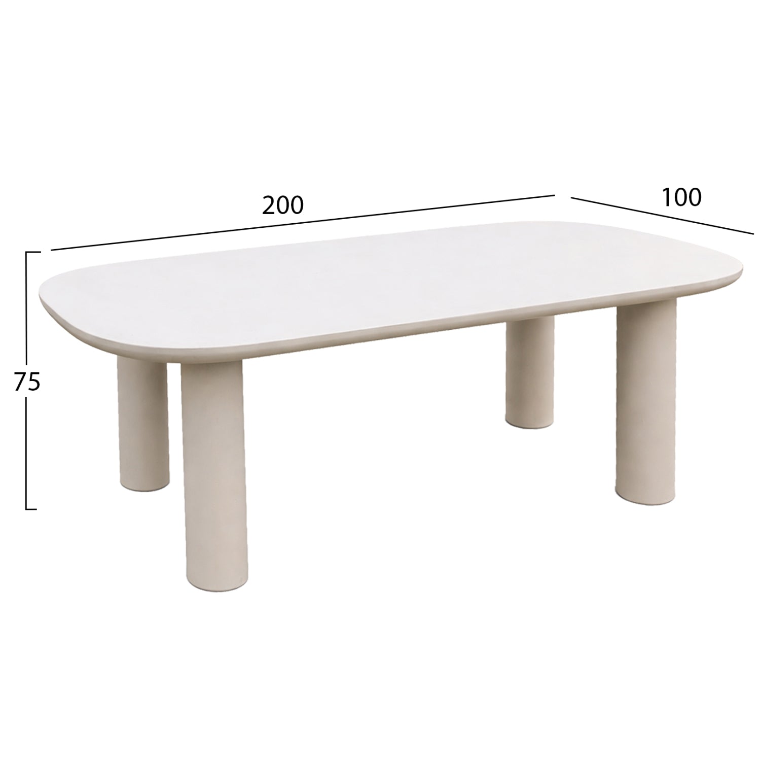 ΤΡΑΠΕΖΙ ΤΡΑΠΕΖΑΡΙΑΣ KIORA HM6597.02 ΜΠΕΖ FIBER CEMENT 200x100x75Υεκ - Pakobazaar