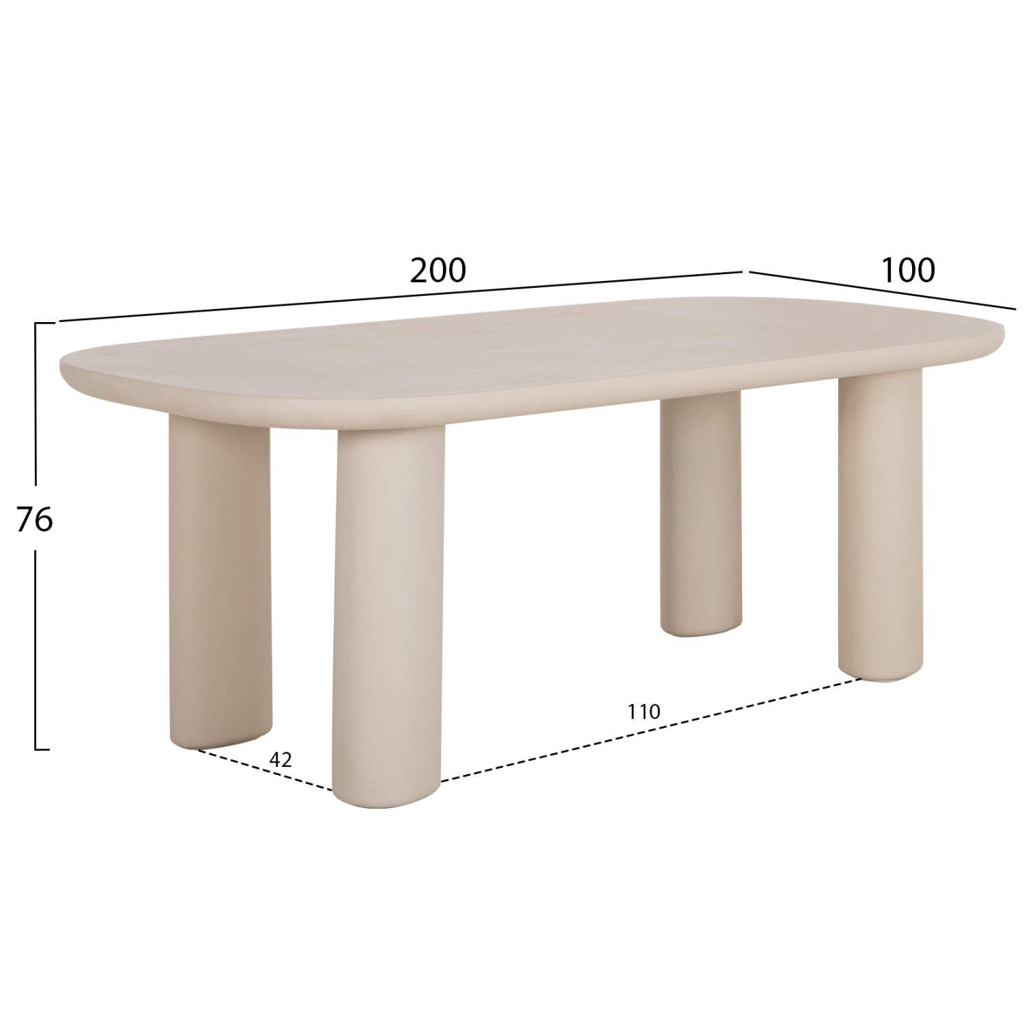 ΤΡΑΠΕΖΙ ΤΡΑΠΕΖΑΡΙΑΣ FIBER CEMENT KIORA HM6597.02 ΜΠΕΖ 200x100x76Υεκ - Pakobazaar