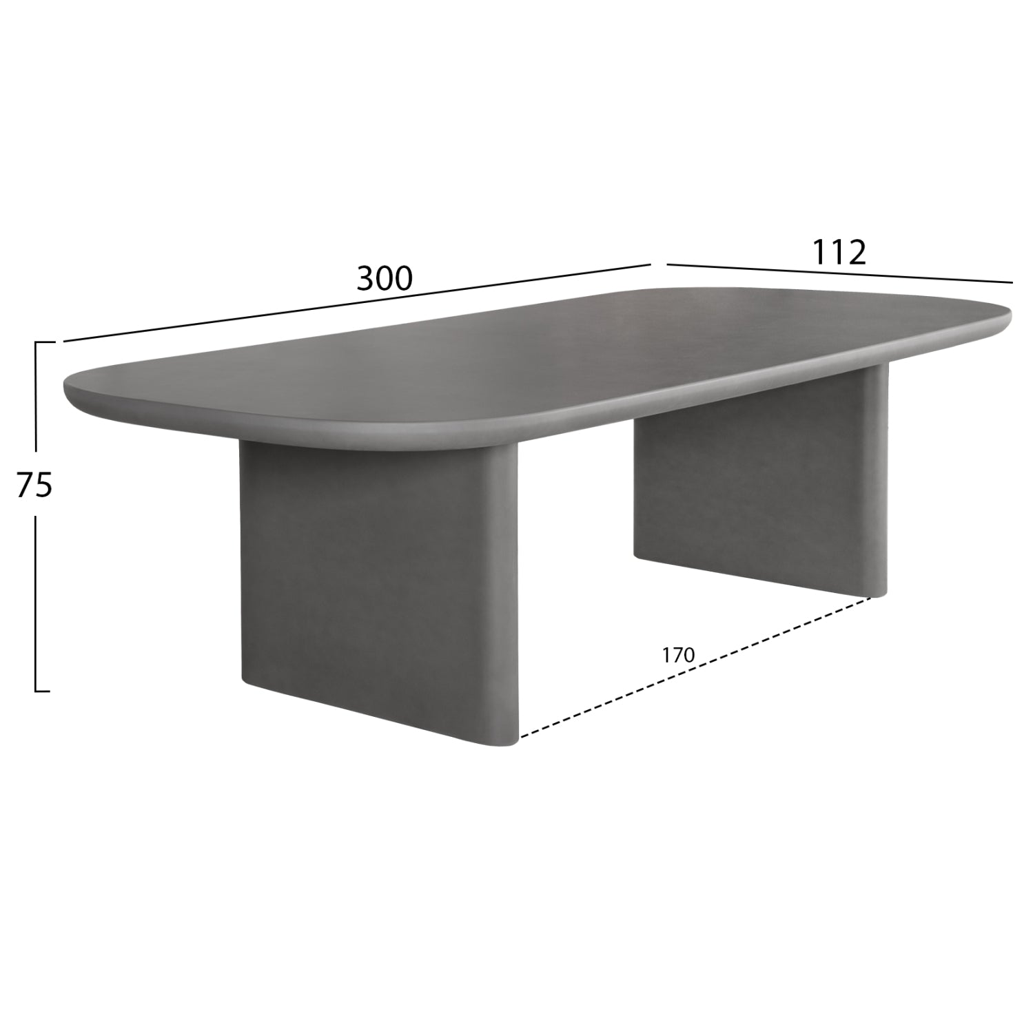 ΤΡΑΠΕΖΙ ΤΡΑΠΕΖΑΡΙΑΣ AZAMI HM6601.01 ΓΚΡΙ FIBER CEMENT 300x112x75Υεκ. - Pakobazaar