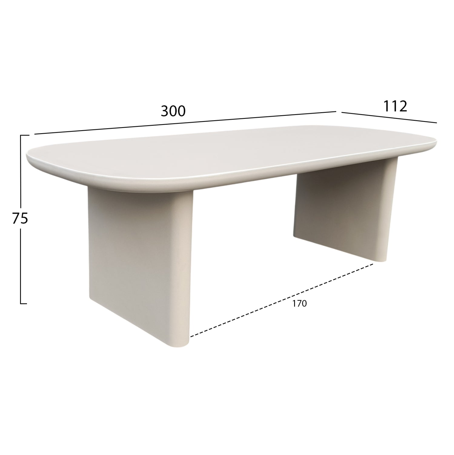ΤΡΑΠΕΖΙ ΤΡΑΠΕΖΑΡΙΑΣ AZAMI HM6601.02 ΜΠΕΖ FIBER CEMENT 300x112x75Υεκ. - Pakobazaar