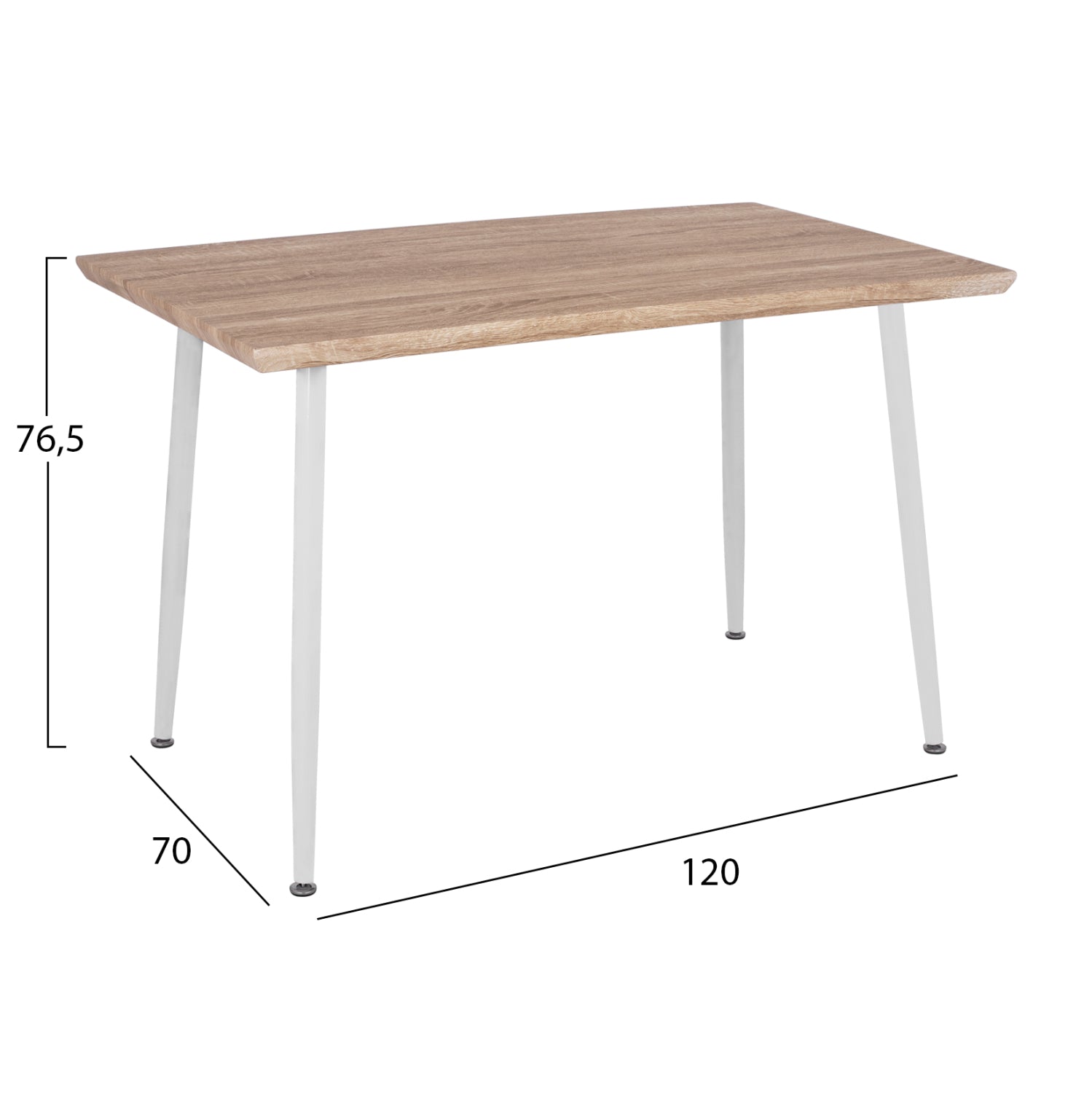 ΤΡΑΠΕΖΙ ΤΡΑΠΕΖΑΡΙΑΣ PALOMA HM8334.02, 120X70X76,5- SONOMA, ΛΕΥΚΑ ΠΟΔΙΑ - Pakobazaar