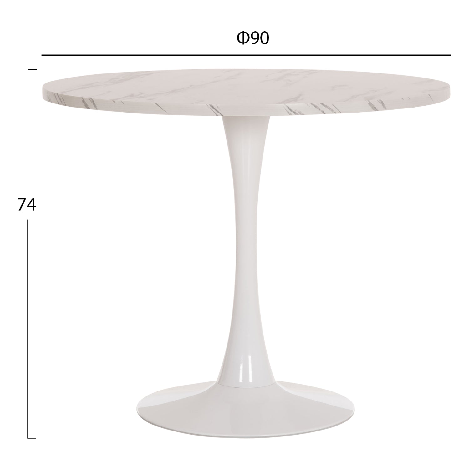 ΤΡΑΠΕΖΙ ΤΡΑΠΕΖΑΡΙΑΣ ROLLO HM9421.11 ΣΤΡΟΓΓΥΛΟ WHITE MARBLE Φ90x74Υεκ. - Pakobazaar