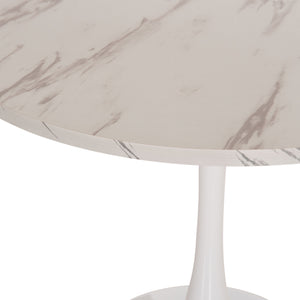 ΤΡΑΠΕΖΙ ΤΡΑΠΕΖΑΡΙΑΣ ROLLO HM9421.11 ΣΤΡΟΓΓΥΛΟ WHITE MARBLE Φ90x74Υεκ. - Pakobazaar