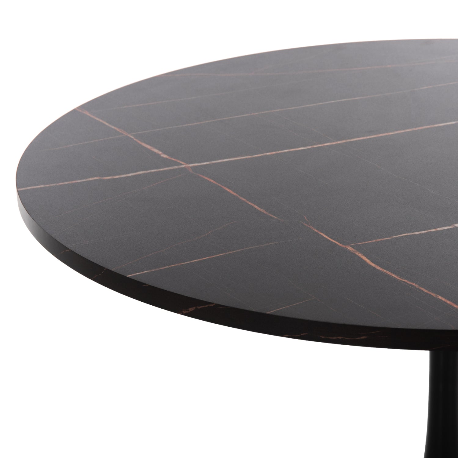 ΤΡΑΠΕΖΙ ΤΡΑΠΕΖΑΡΙΑΣ ROLLO HM9421.12 ΣΤΡΟΓΓΥΛΟ BLACK MARBLE Φ90x74Υεκ. - Pakobazaar