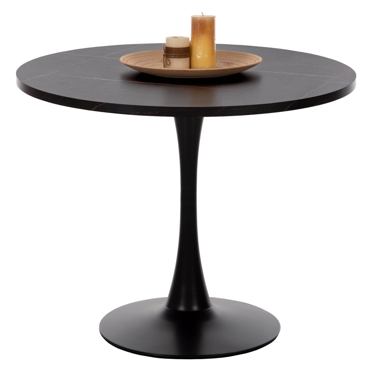 ΤΡΑΠΕΖΙ ΤΡΑΠΕΖΑΡΙΑΣ ROLLO HM9421.12 ΣΤΡΟΓΓΥΛΟ BLACK MARBLE Φ90x74Υεκ. - Pakobazaar