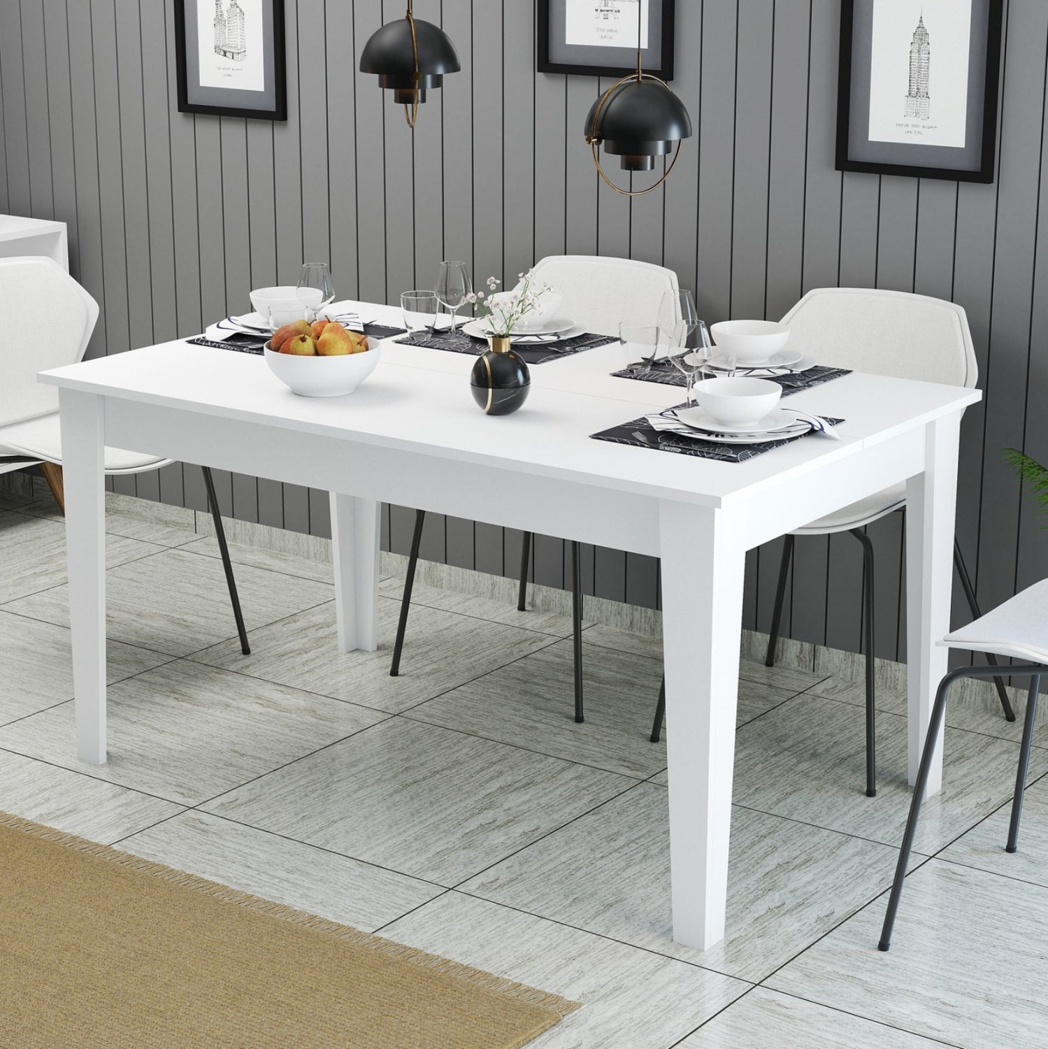 ΤΡΑΠΕΖΙ ΤΡΑΠΕΖΑΡΙΑΣ STANDARD HM9507.06 ΜΕΛΑΜΙΝΗ ΛΕΥΚΗ ΜΕ ΑΠΟΘΗΚ.ΧΩΡΟ 145x88x75Yεκ. - Pakobazaar