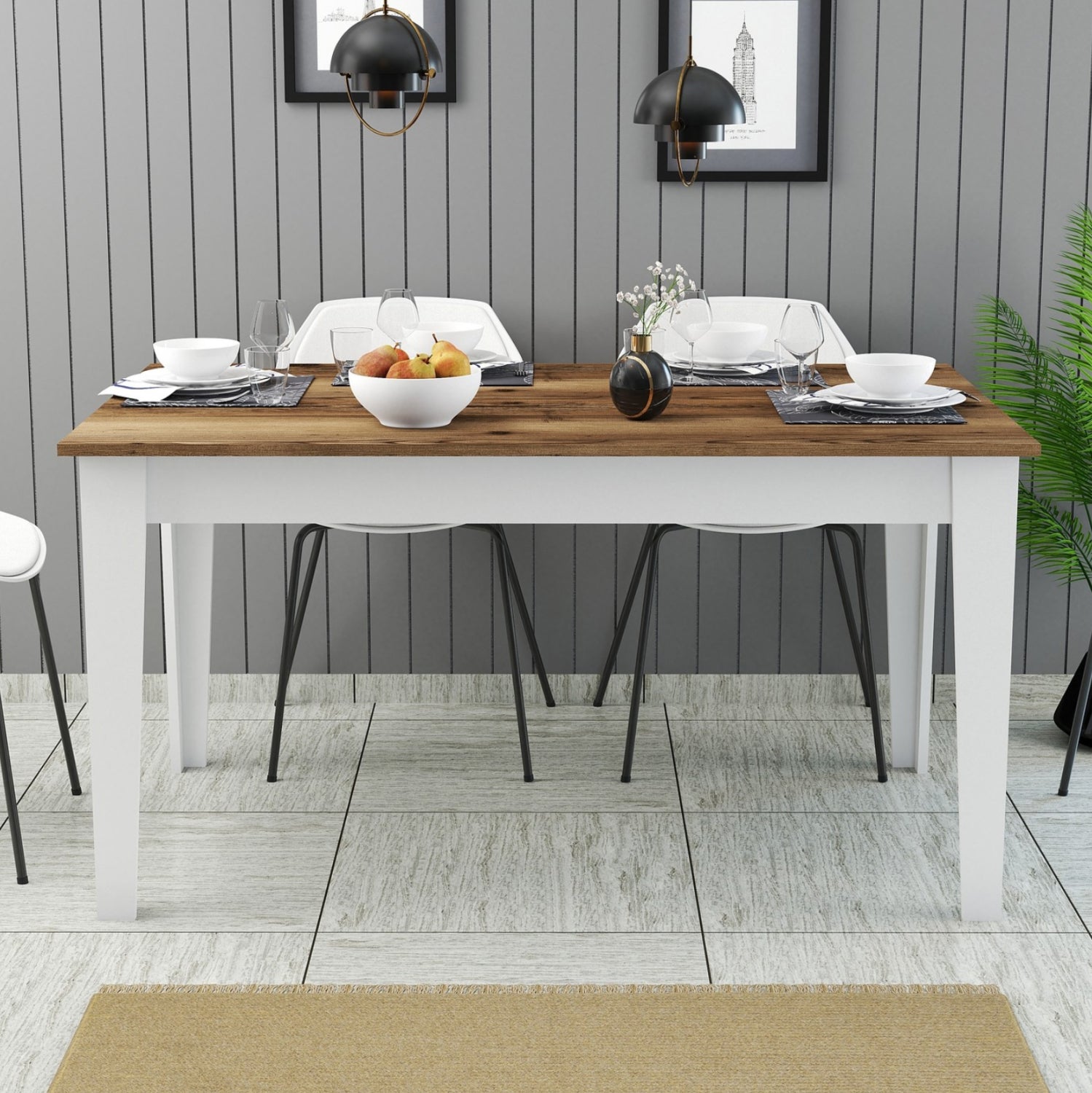 ΤΡΑΠΕΖΙ ΤΡΑΠΕΖΑΡΙΑΣ STANDARD HM9507.07 ΜΕΛΑΜΙΝΗ ΛΕΥΚΗ-ΚΑΡΥΔΙ ΜΕ ΑΠΟΘ.ΧΩΡΟ 145x88x75Yεκ. - Pakobazaar