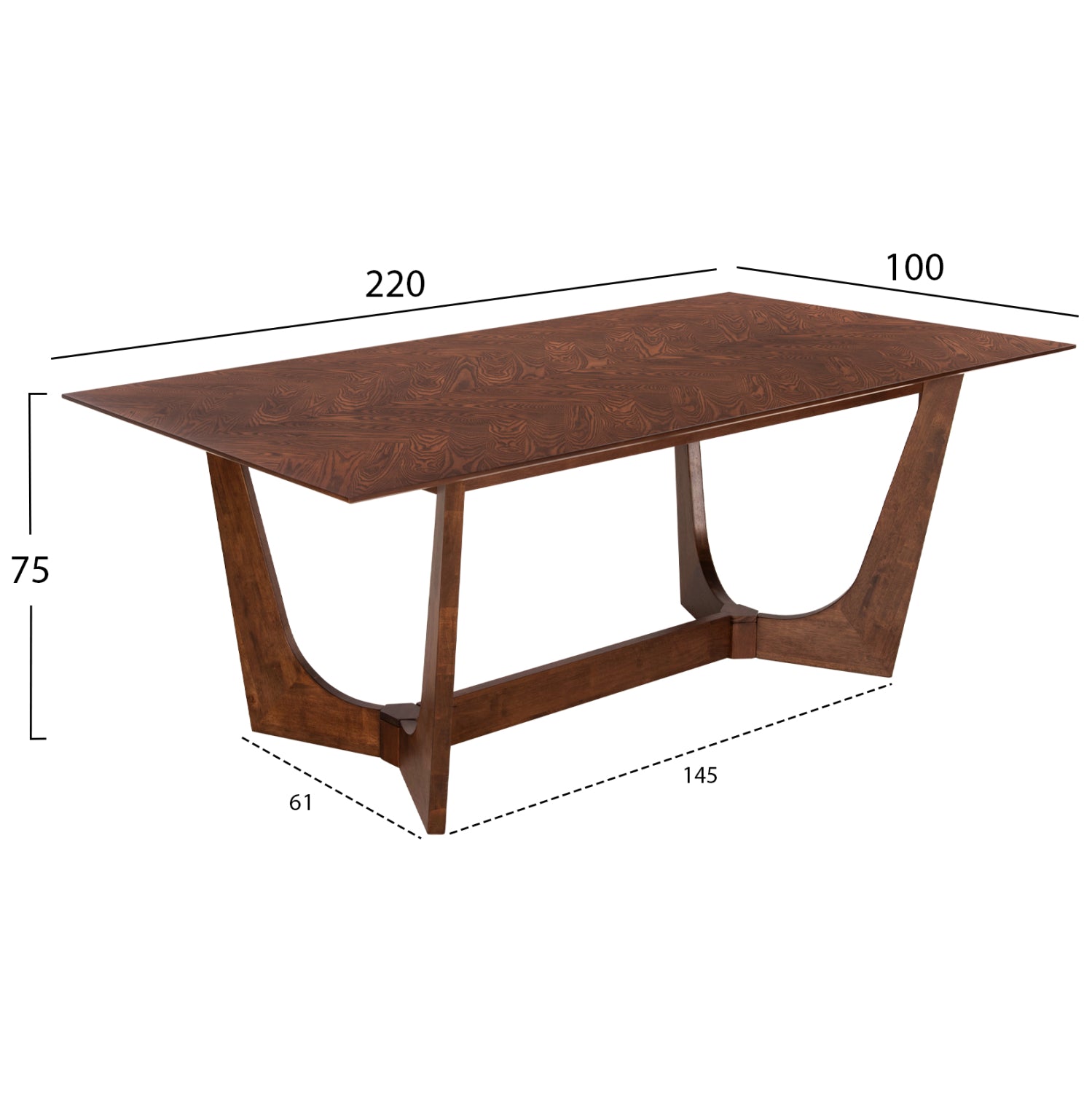 ΤΡΑΠΕΖΙ ΤΡΑΠΕΖΑΡΙΑΣ RIMER HM9742 MDF ΜΕ ΚΑΠΛΑΜΑ ΦΡΑΞΙΝΟΥ-ΚΑΡΥΔΙ ΧΡΩΜΑ 220X100x75Yεκ. - Pakobazaar