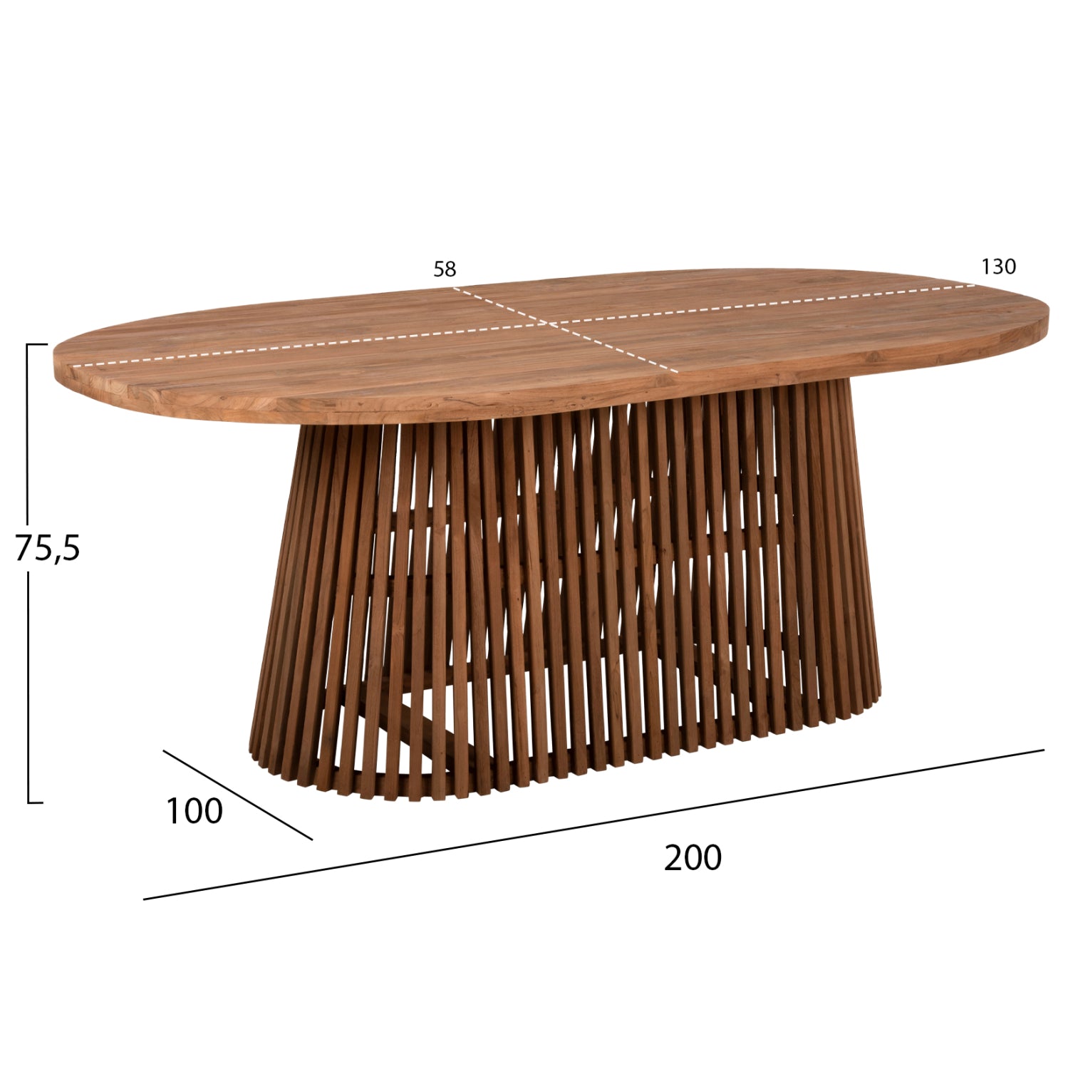 ΤΡΑΠΕΖΙ ΤΡΑΠΕΖΑΡΙΑΣ REMIK HM9835 RECYCLED ΤΕΑΚ ΣΕ ΦΥΣΙΚΟ 100x200x75,5Yεκ. TOP 4εκ. - Pakobazaar