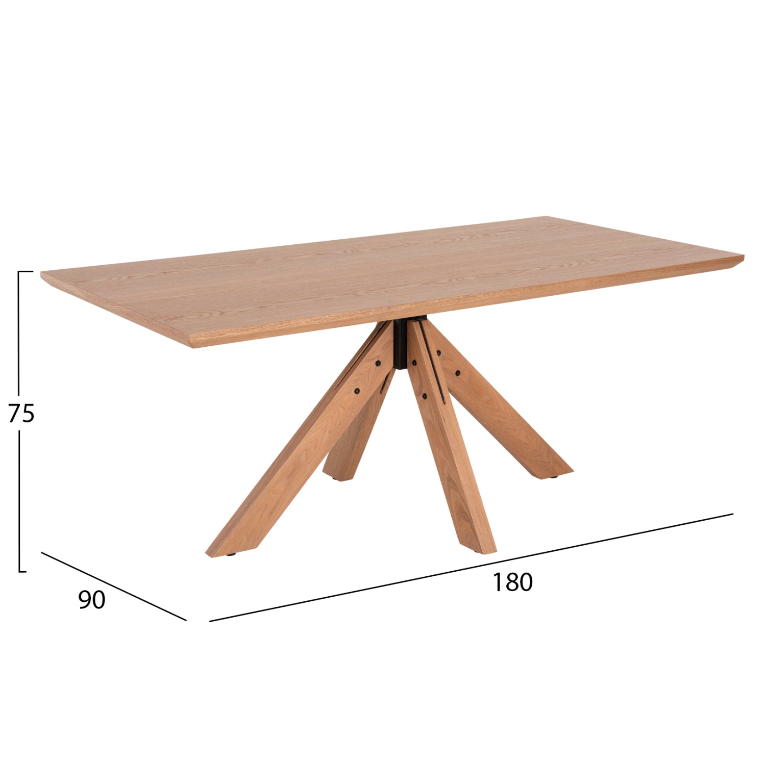ΤΡΑΠΕΖΙ PAOLO HM9853 MDF ΜΕ ΚΑΠΛΑΜΑ ΦΡΑΞΙΝΟΥ-ΠΟΔΙΑ RUBBERWOOD-ΦΥΣΙΚΟ 180x90x75Yεκ - Pakobazaar