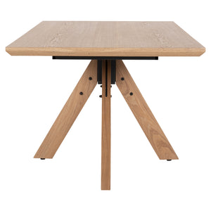 ΤΡΑΠΕΖΙ PAOLO HM9853 MDF ΜΕ ΚΑΠΛΑΜΑ ΦΡΑΞΙΝΟΥ-ΠΟΔΙΑ RUBBERWOOD-ΦΥΣΙΚΟ 180x90x75Yεκ - Pakobazaar
