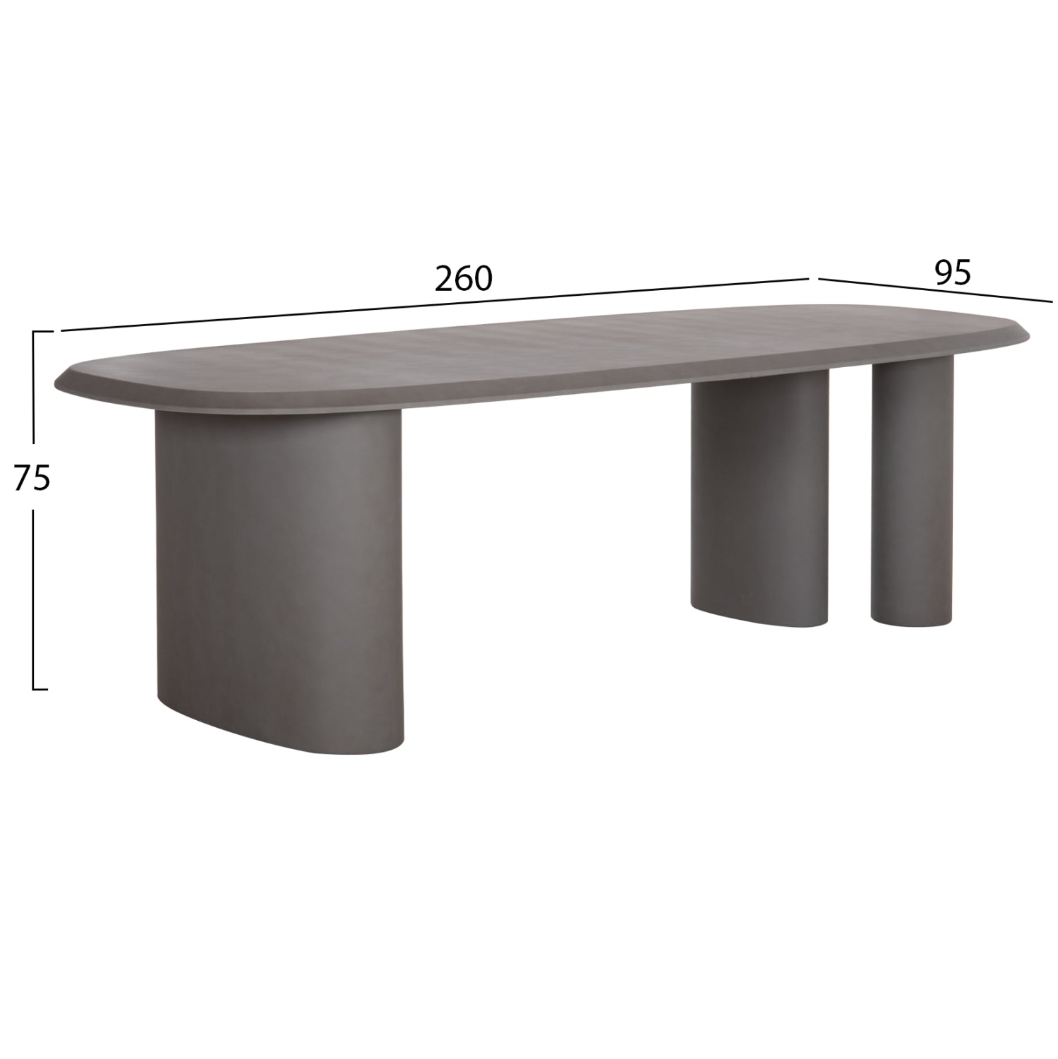 ΤΡΑΠΕΖΙ ΤΡΑΠΕΖΑΡΙΑΣ FIBER CEMENT ΟΒΑΛ GLEN HM6598.01 ΓΚΡΙ 260x95x75Υεκ - Pakobazaar