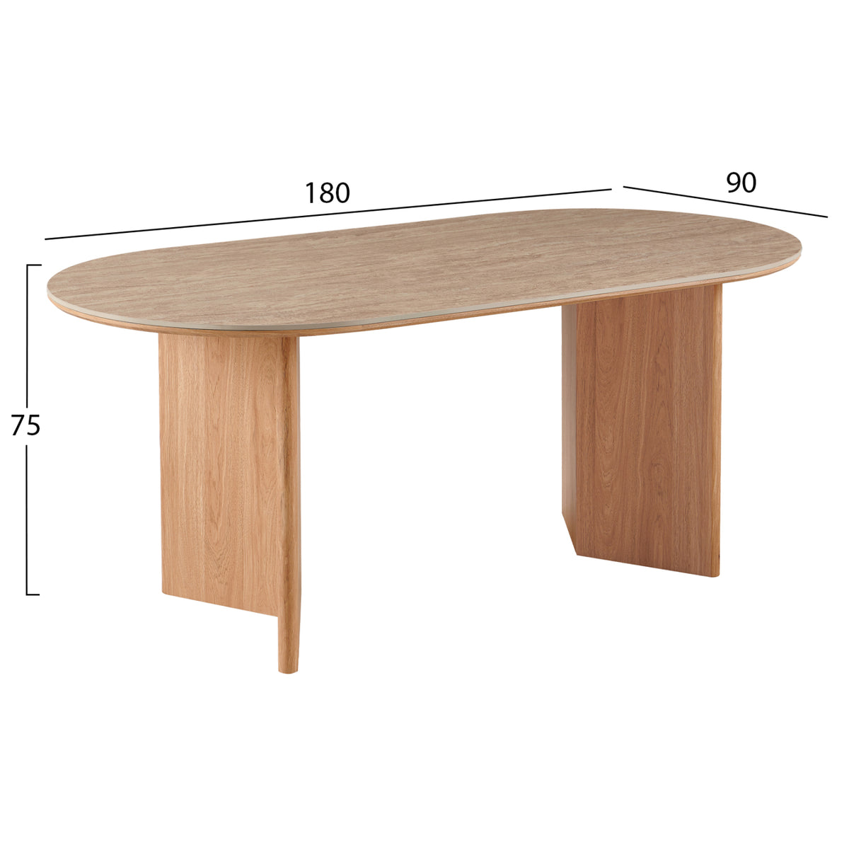 ΤΡΑΠΕΖΙ ΤΡΑΠΕΖΑΡΙΑΣ ΟΒΑΛ METIL HM18467.05 SINTERED STONE TOP--MDF ΠΟΔΙΑ 180x90x75Υεκ - Pakobazaar