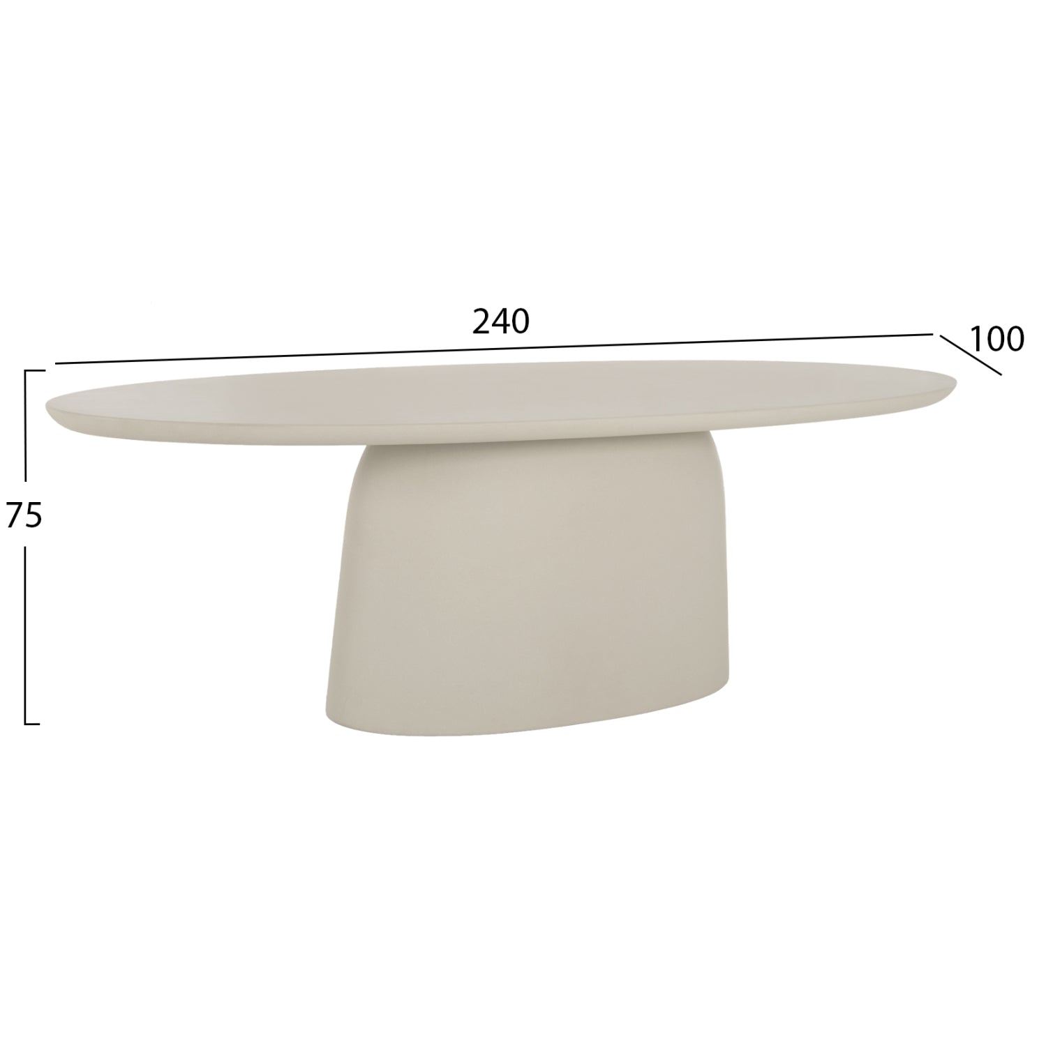 ΤΡΑΠΕΖΙ ΤΡΑΠΕΖΑΡΙΑΣ ΟΒΑΛ BRECCAN HM6577.02 ΜΠΕΖ FIBER CEMENT 240x100x75Υεκ. - Pakobazaar