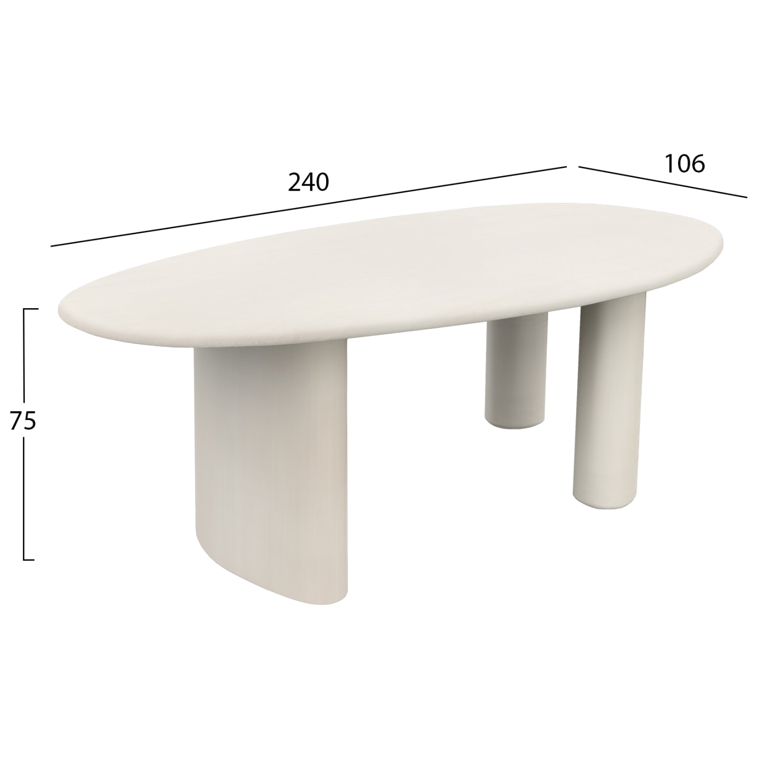 ΤΡΑΠΕΖΙ ΤΡΑΠΕΖΑΡΙΑΣ ΟΒΑΛ VOLPE HM6599.02 ΜΠΕΖ FIBER CEMENT 240x100x75Υεκ - Pakobazaar